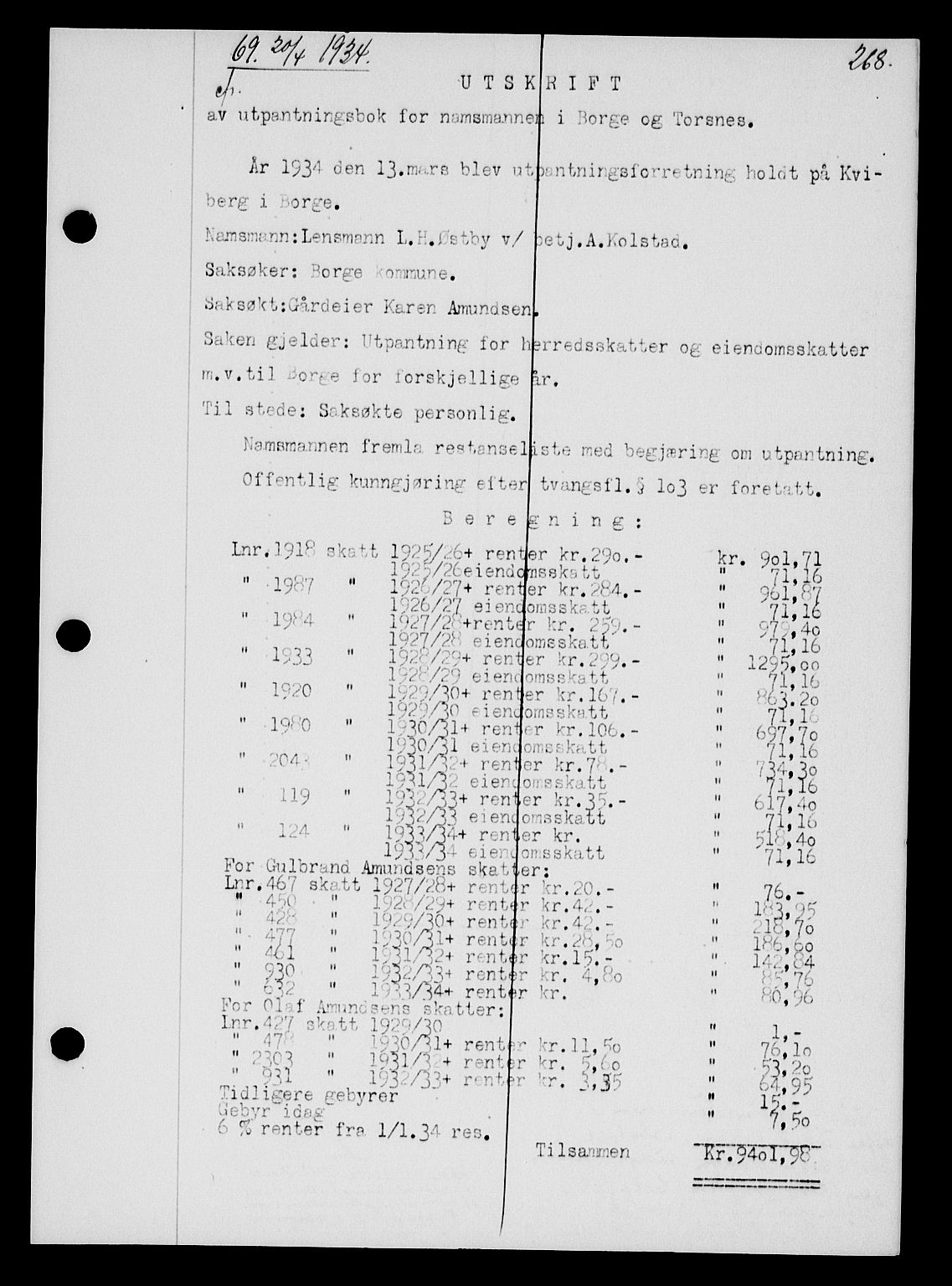 Tune sorenskriveri, SAO/A-10470/G/Gb/Gbb/L0004: Mortgage book no. II 20-24, 1933-1935, Deed date: 20.04.1934
