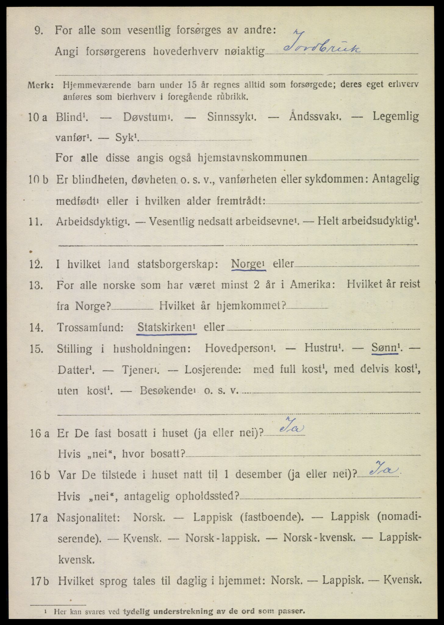 SAT, 1920 census for Kolvereid, 1920, p. 5122