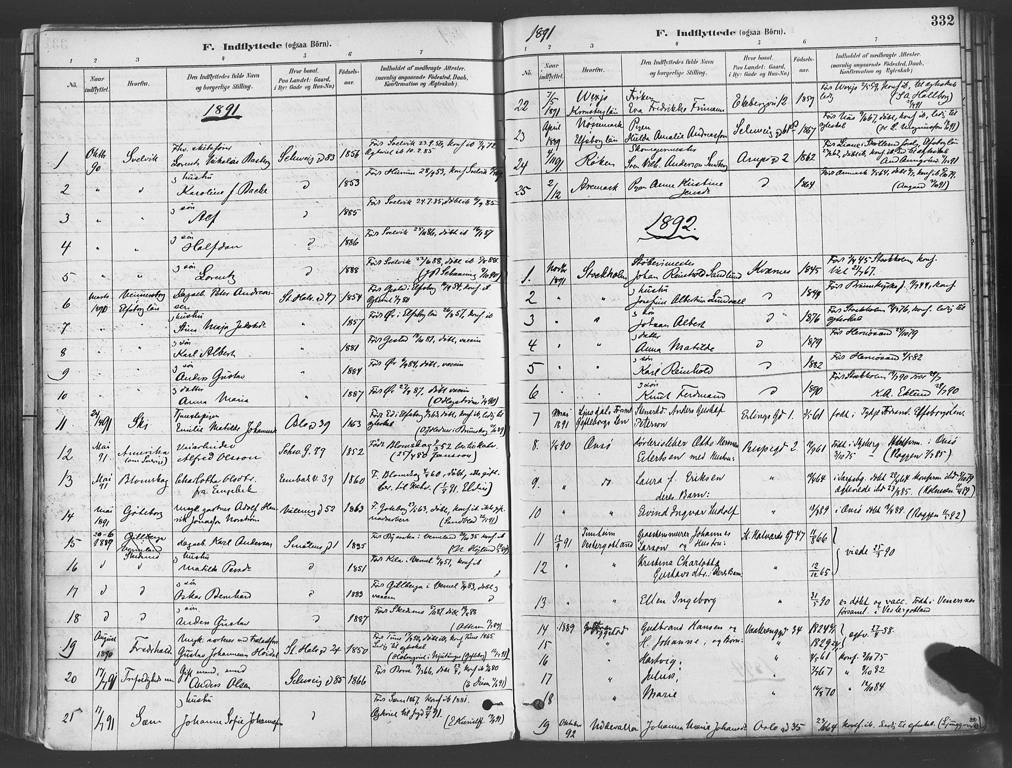 Gamlebyen prestekontor Kirkebøker, AV/SAO-A-10884/F/Fa/L0006: Parish register (official) no. 6, 1881-1890, p. 332