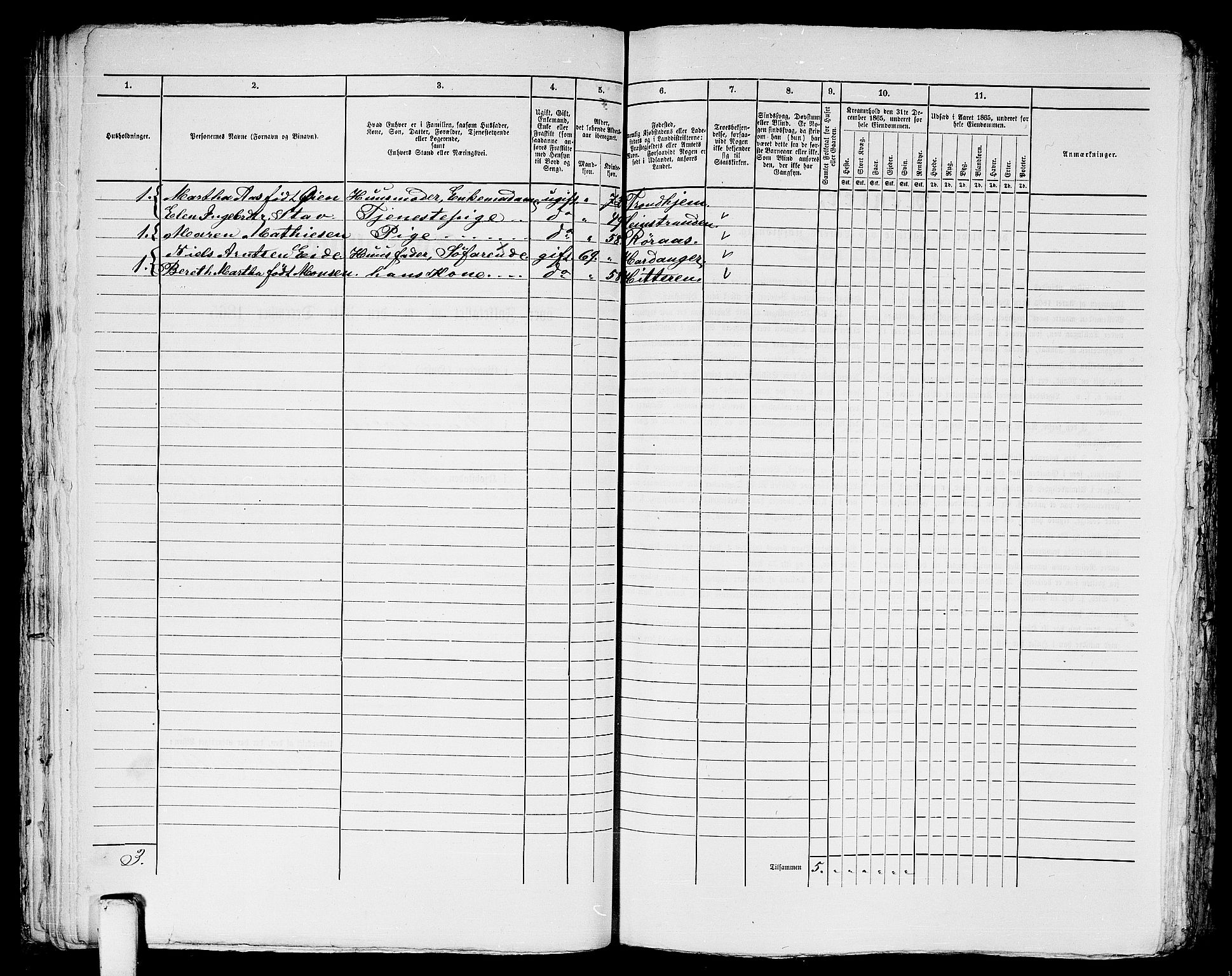 RA, 1865 census for Trondheim, 1865, p. 1237