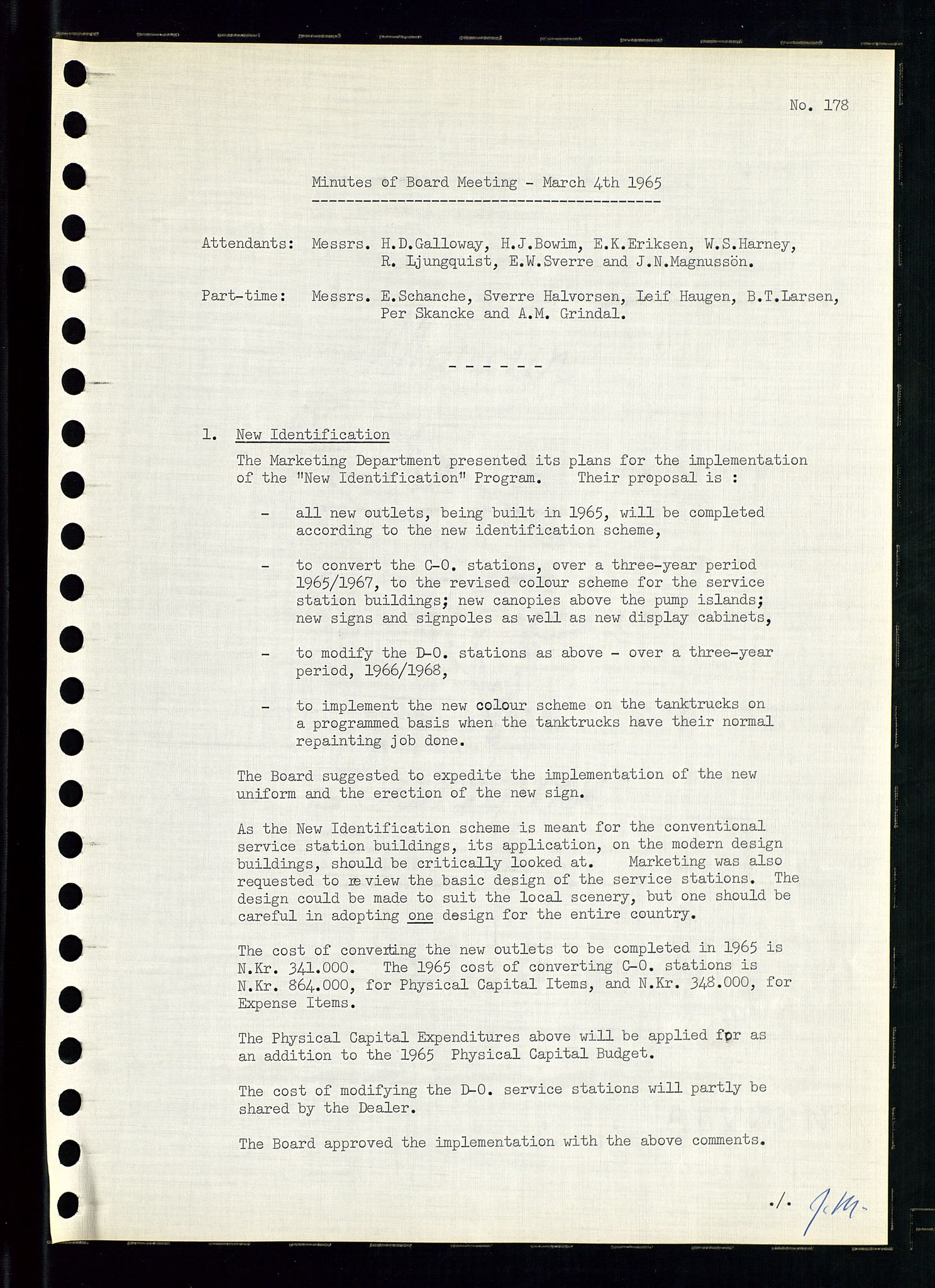 Pa 0982 - Esso Norge A/S, AV/SAST-A-100448/A/Aa/L0002/0001: Den administrerende direksjon Board minutes (styrereferater) / Den administrerende direksjon Board minutes (styrereferater), 1965, p. 143