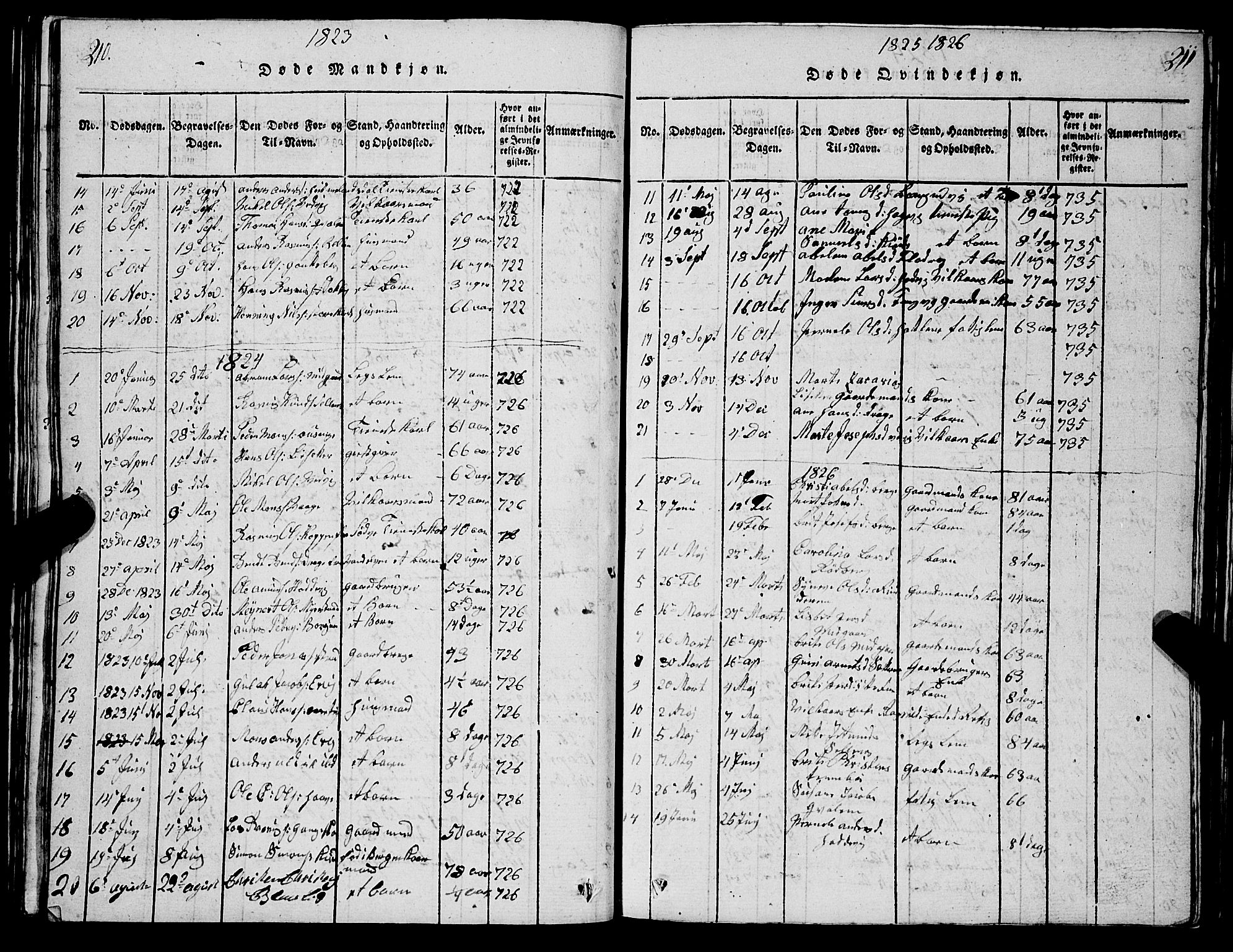 Selje sokneprestembete, AV/SAB-A-99938/H/Ha/Hab/Haba: Parish register (copy) no. A 1, 1816-1828, p. 210-211