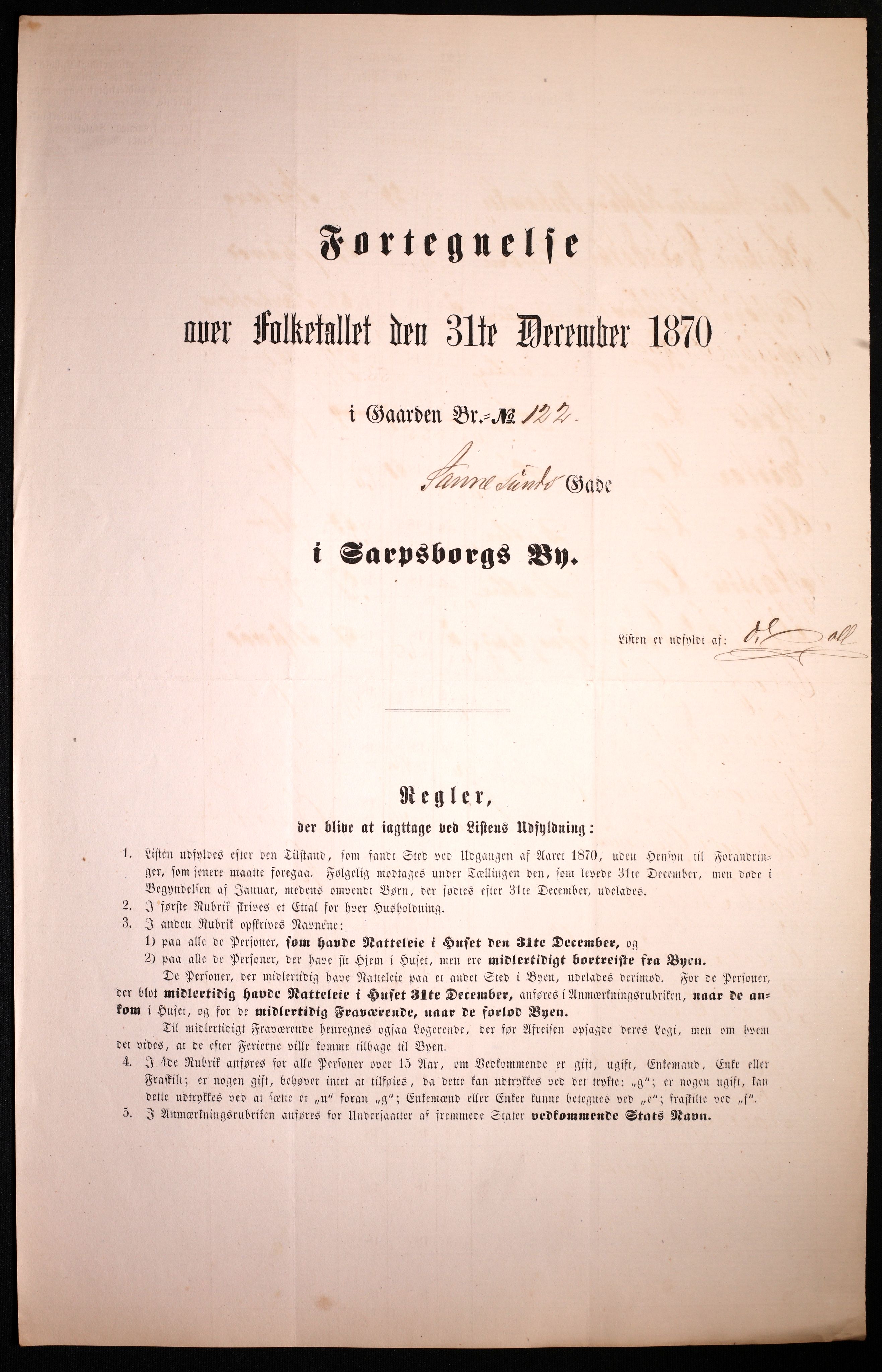 RA, 1870 census for 0102 Sarpsborg, 1870, p. 507