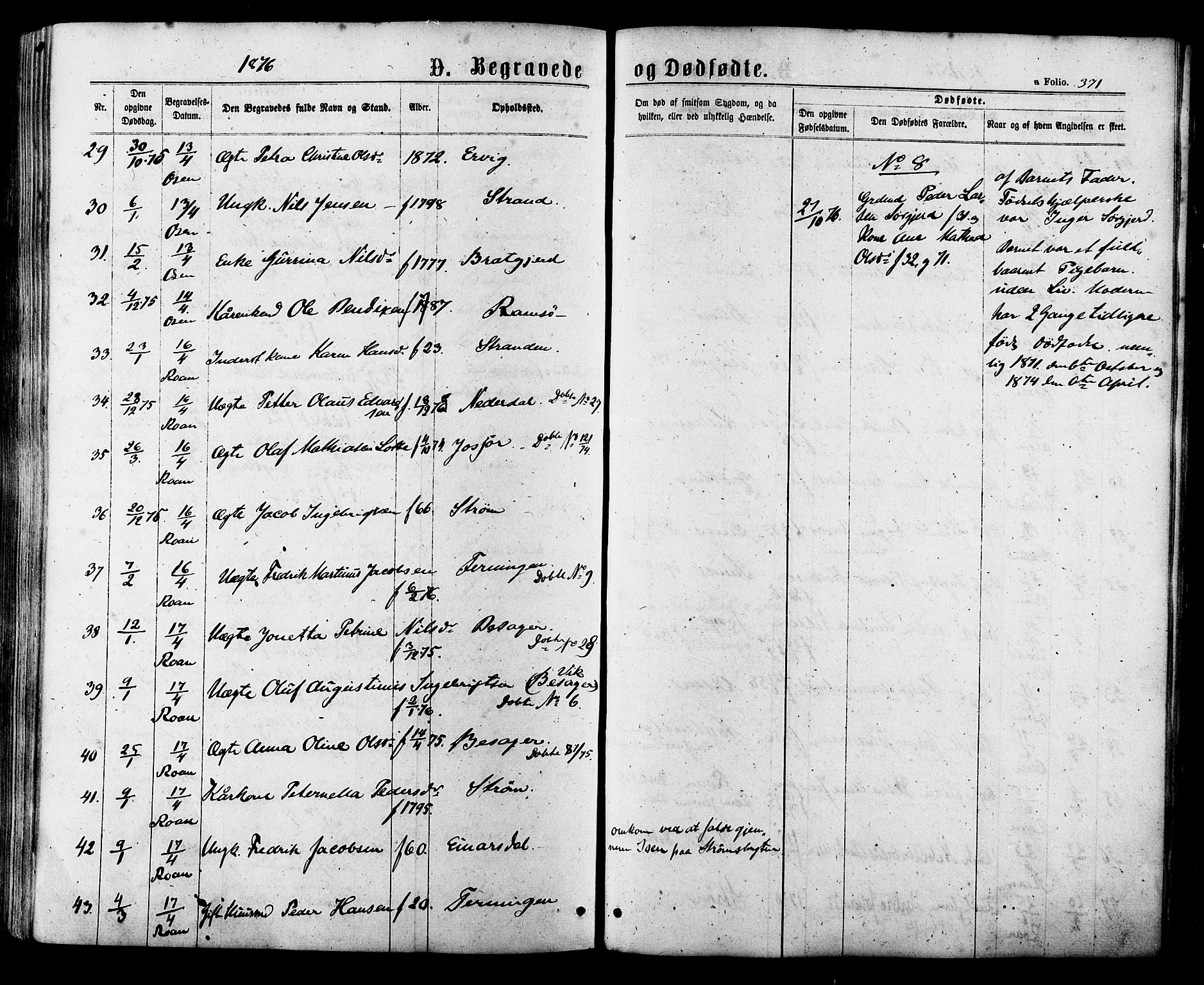 Ministerialprotokoller, klokkerbøker og fødselsregistre - Sør-Trøndelag, AV/SAT-A-1456/657/L0706: Parish register (official) no. 657A07, 1867-1878, p. 371