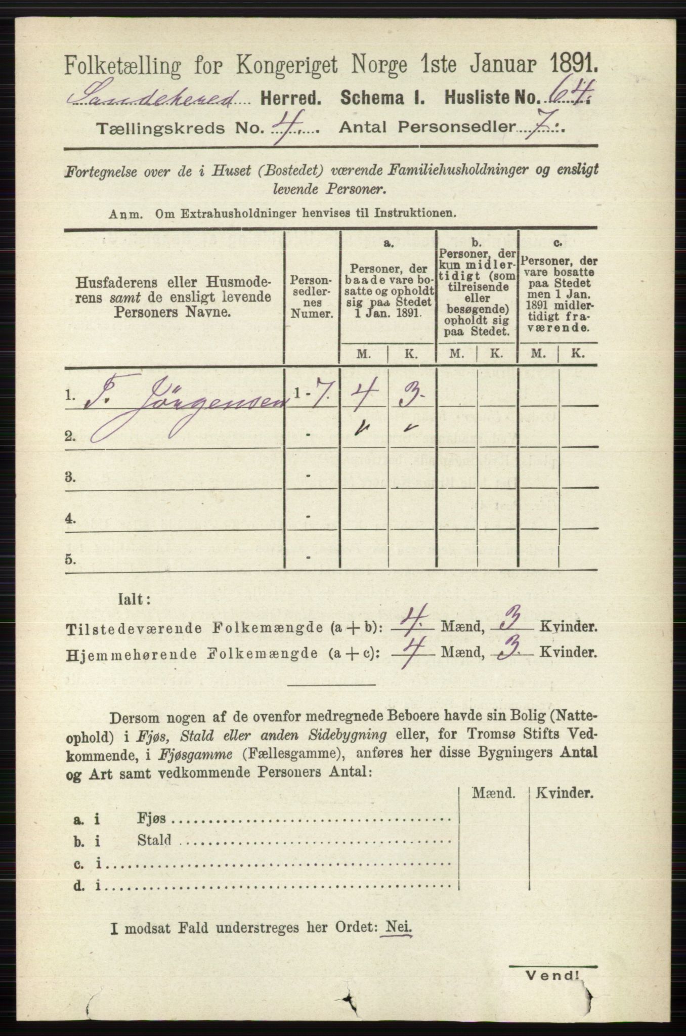 RA, 1891 census for 0724 Sandeherred, 1891, p. 2344