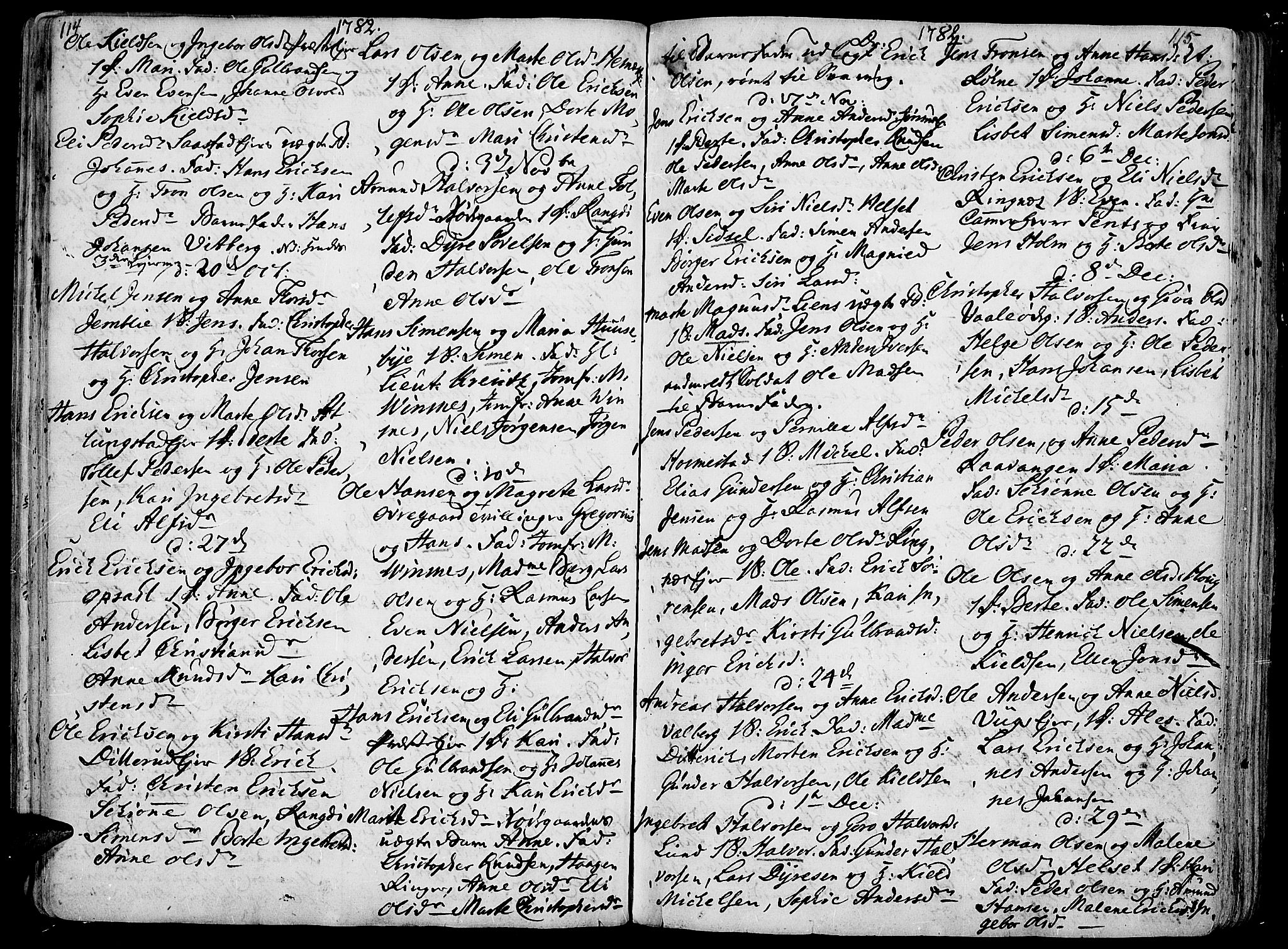 Stange prestekontor, AV/SAH-PREST-002/K/L0006: Parish register (official) no. 6, 1762-1787, p. 114-115