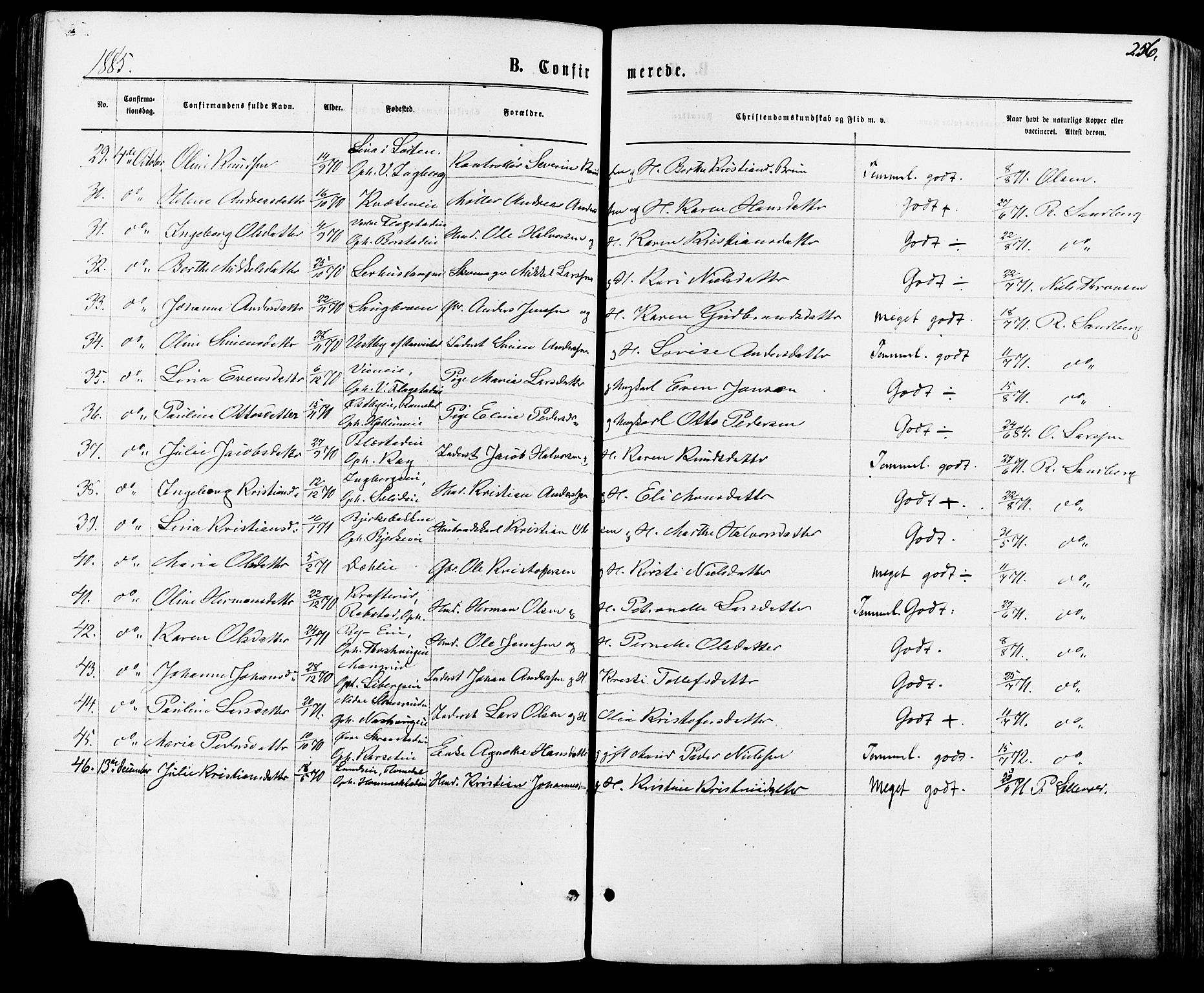 Vang prestekontor, Hedmark, AV/SAH-PREST-008/H/Ha/Haa/L0015: Parish register (official) no. 15, 1871-1885, p. 256