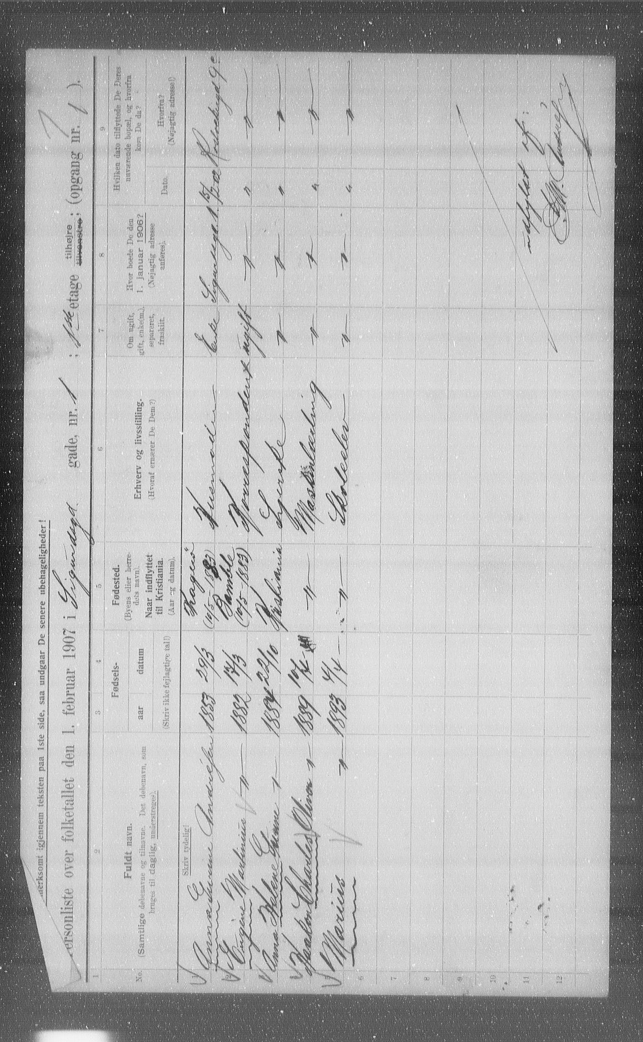 OBA, Municipal Census 1907 for Kristiania, 1907, p. 48382