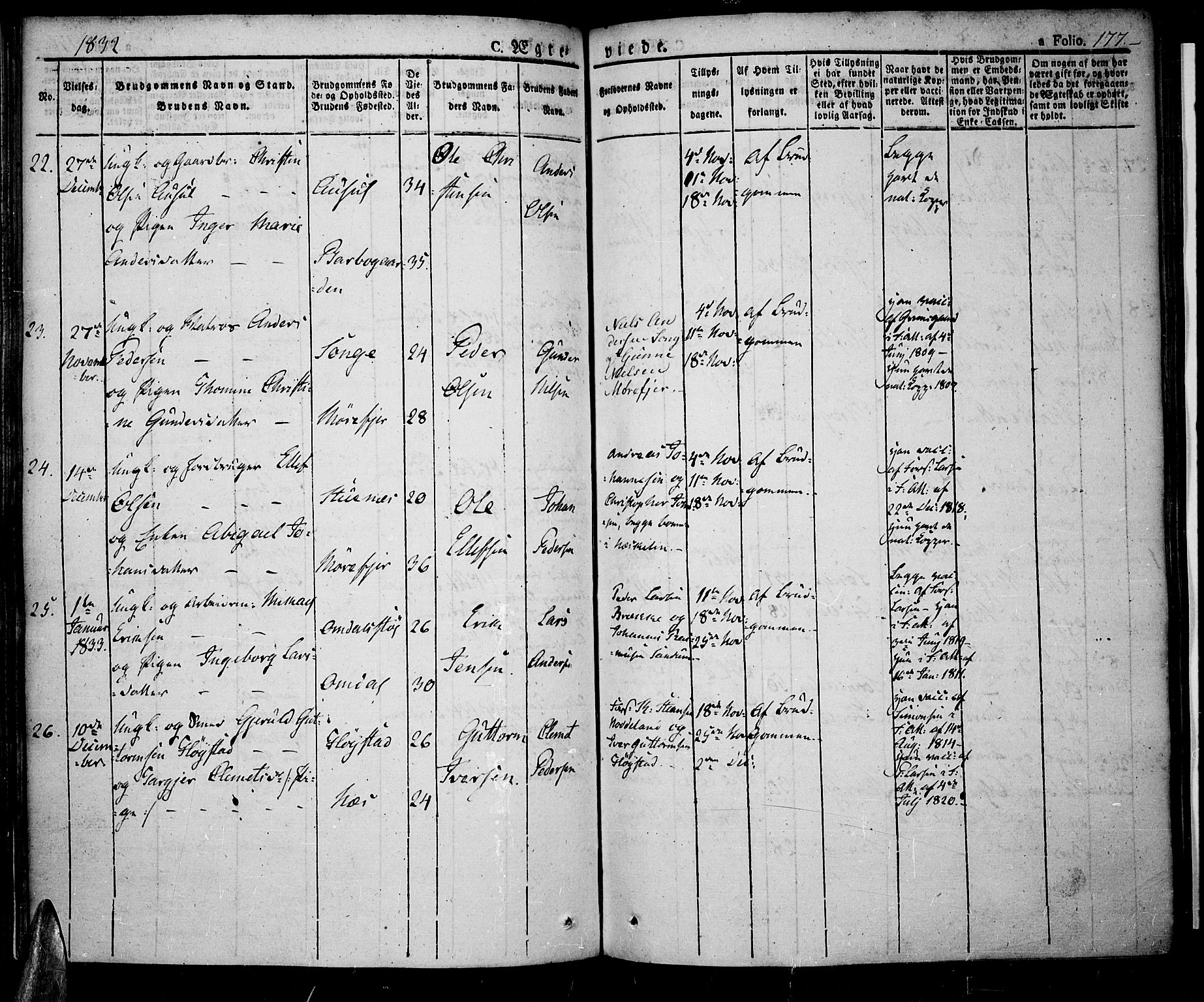 Tromøy sokneprestkontor, AV/SAK-1111-0041/F/Fa/L0003: Parish register (official) no. A 3, 1825-1837, p. 177