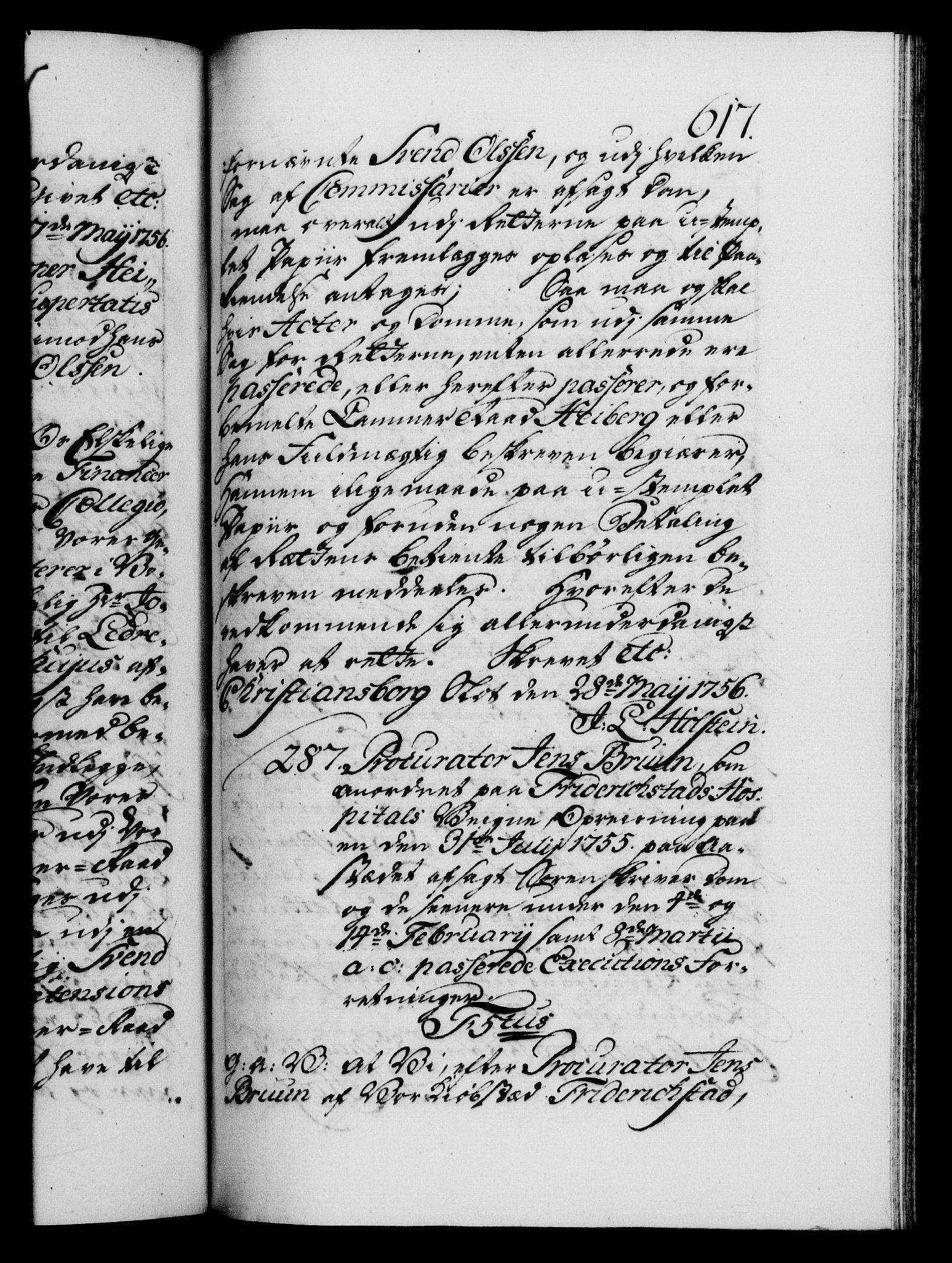 Danske Kanselli 1572-1799, AV/RA-EA-3023/F/Fc/Fca/Fcaa/L0039: Norske registre, 1755-1756, p. 617a