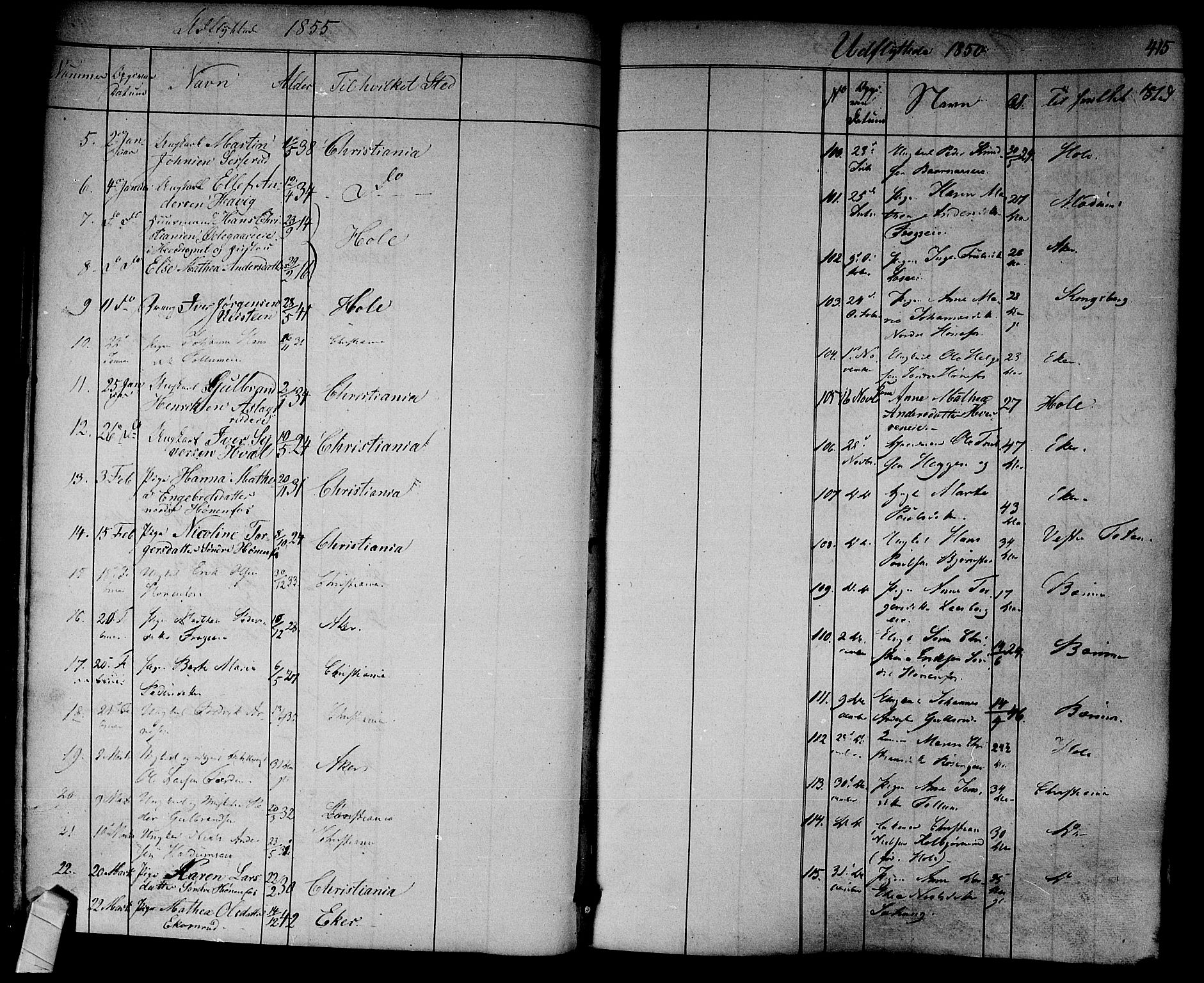 Norderhov kirkebøker, AV/SAKO-A-237/F/Fa/L0011: Parish register (official) no. 11, 1847-1856, p. 415