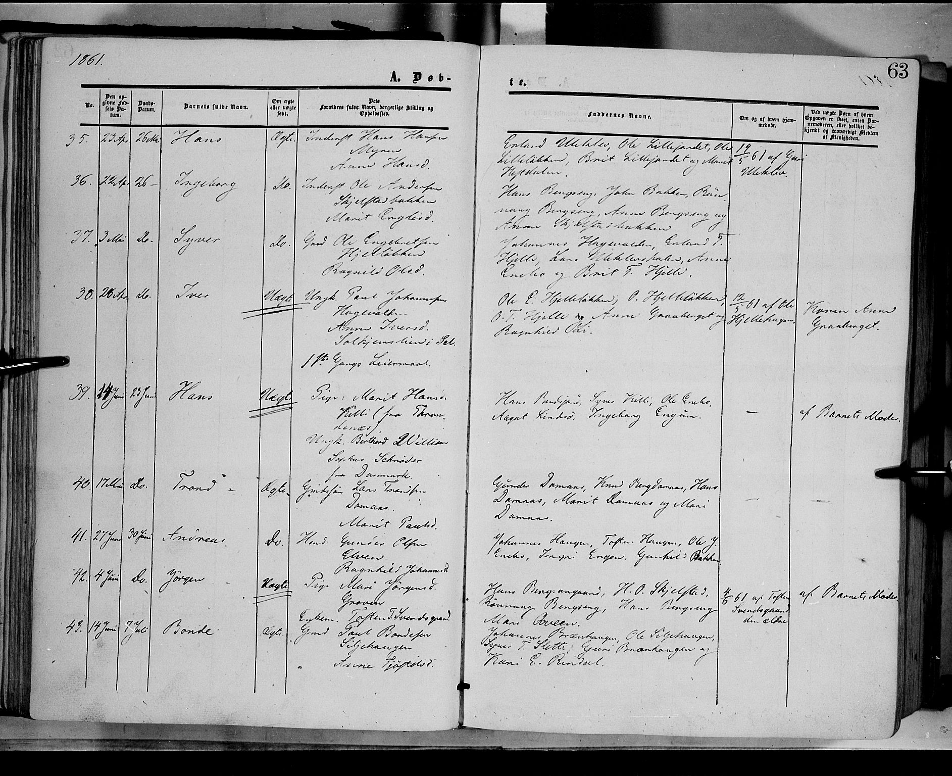 Dovre prestekontor, AV/SAH-PREST-066/H/Ha/Haa/L0001: Parish register (official) no. 1, 1854-1878, p. 63