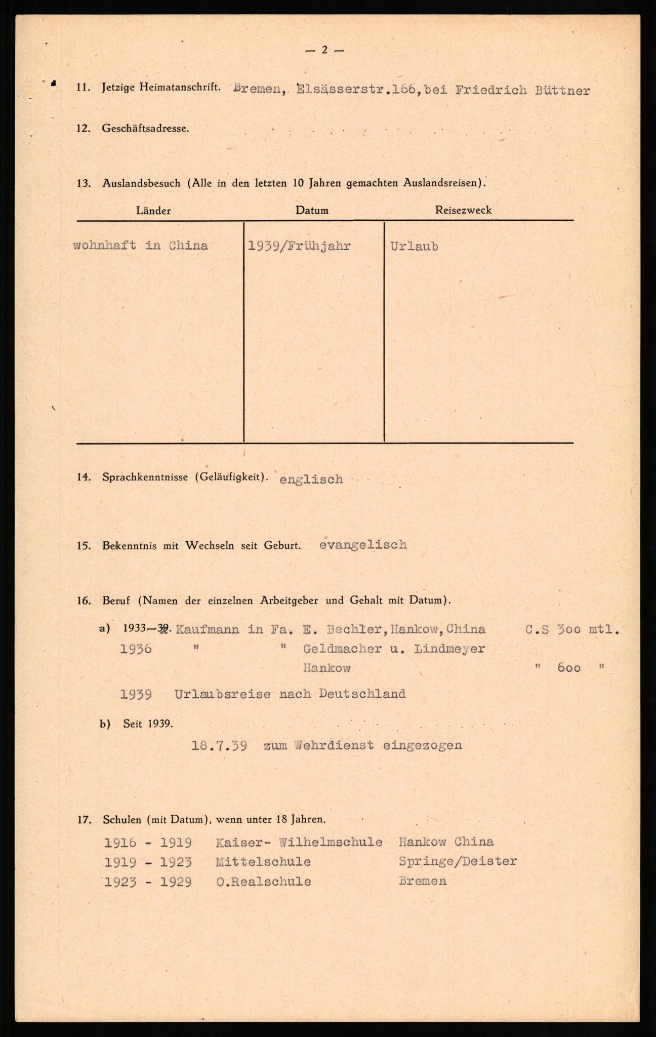 Forsvaret, Forsvarets overkommando II, AV/RA-RAFA-3915/D/Db/L0020: CI Questionaires. Tyske okkupasjonsstyrker i Norge. Tyskere., 1945-1946, p. 185