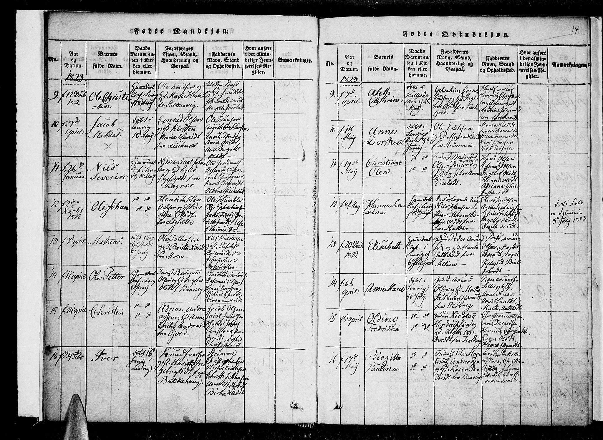 Lenvik sokneprestembete, SATØ/S-1310/H/Ha/Haa/L0003kirke: Parish register (official) no. 3, 1820-1831, p. 14