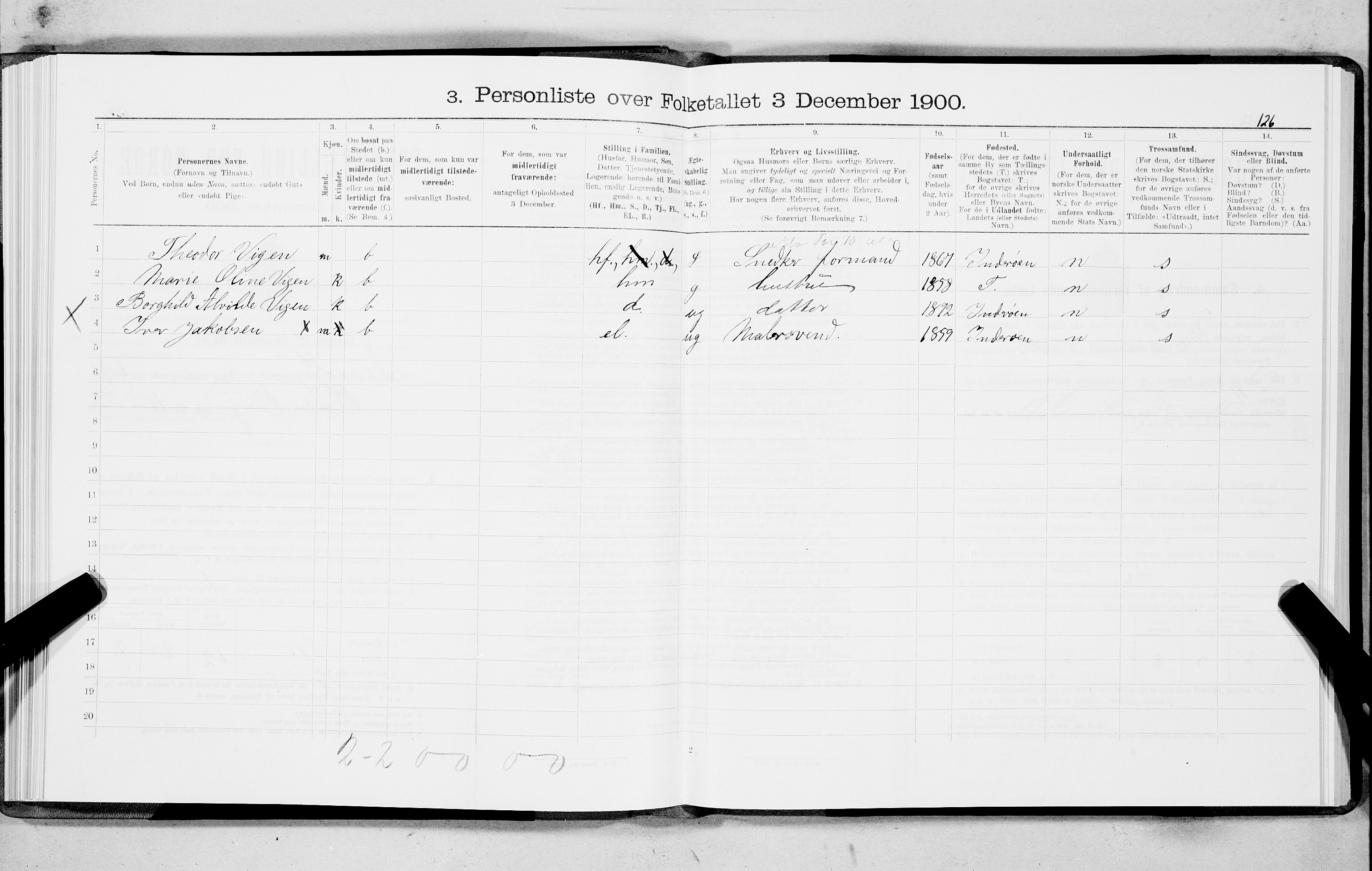 SAT, 1900 census for Trondheim, 1900, p. 12771