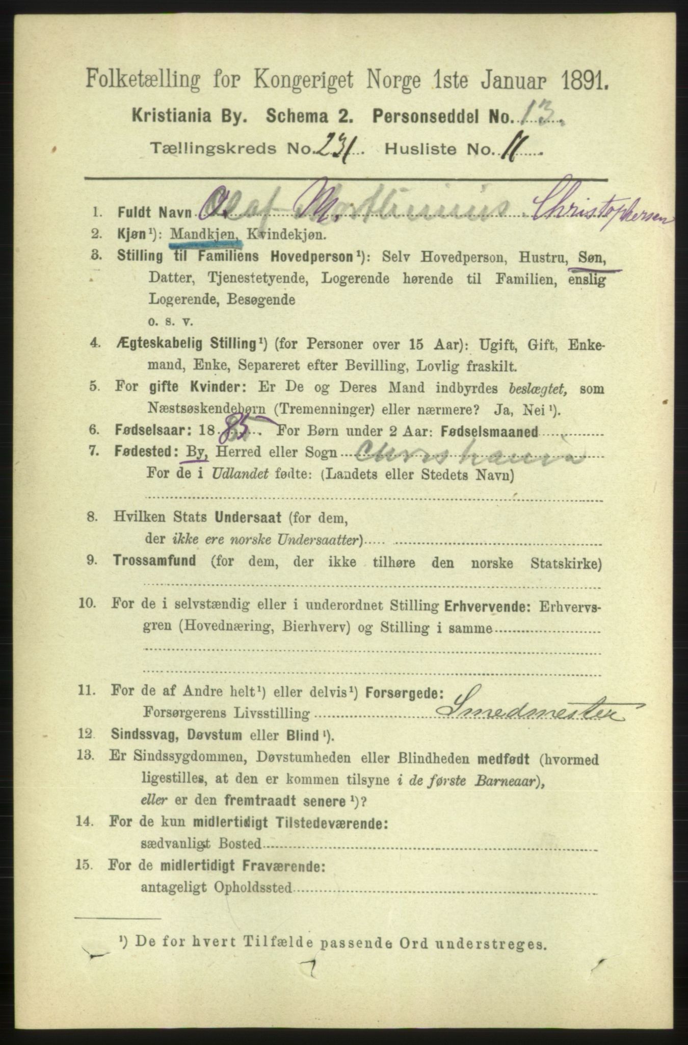 RA, 1891 census for 0301 Kristiania, 1891, p. 142814