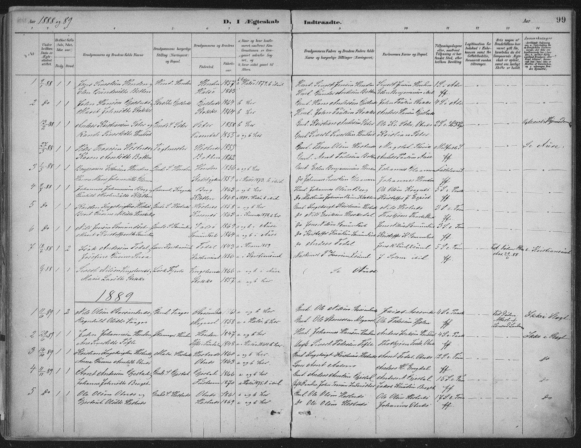 Ministerialprotokoller, klokkerbøker og fødselsregistre - Møre og Romsdal, AV/SAT-A-1454/580/L0925: Parish register (official) no. 580A02, 1888-1913, p. 99