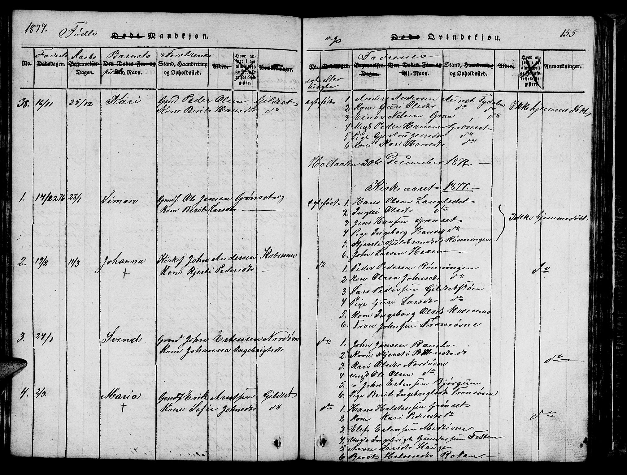 Ministerialprotokoller, klokkerbøker og fødselsregistre - Sør-Trøndelag, SAT/A-1456/685/L0976: Parish register (copy) no. 685C01, 1817-1878, p. 155