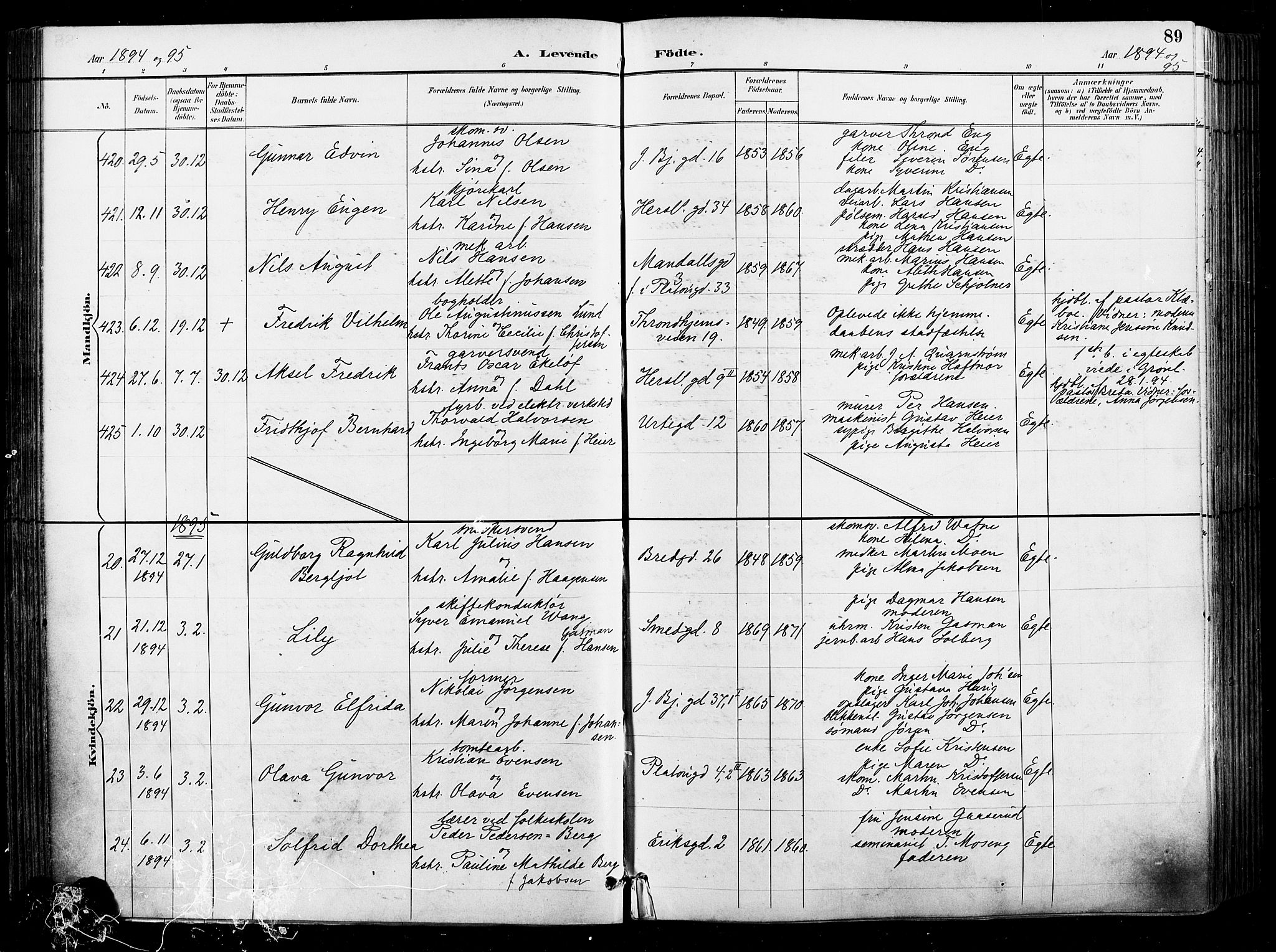 Grønland prestekontor Kirkebøker, AV/SAO-A-10848/F/Fa/L0012: Parish register (official) no. 12, 1893-1900, p. 89