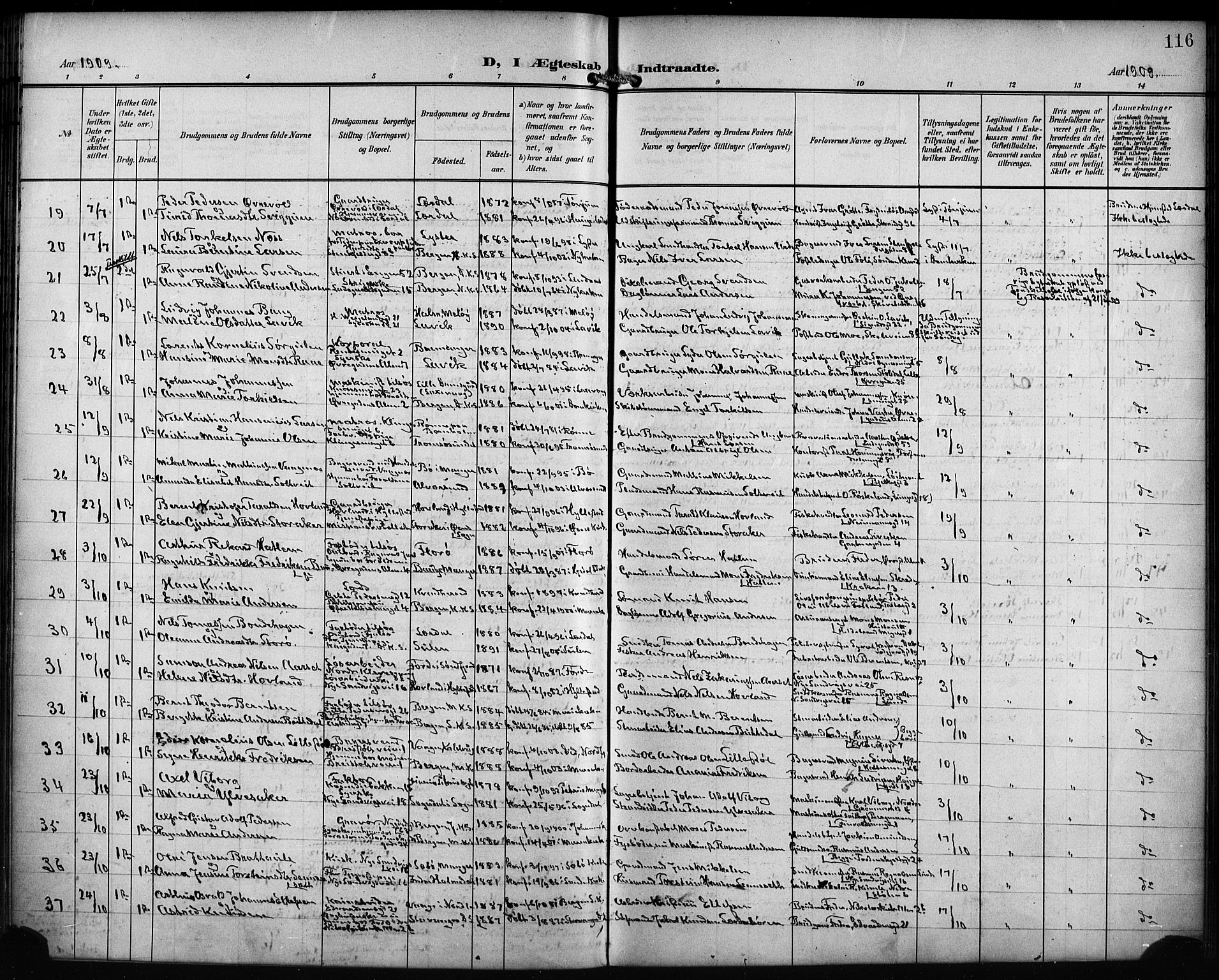 Mariakirken Sokneprestembete, AV/SAB-A-76901/H/Hab/L0009: Parish register (copy) no. A 9, 1901-1919, p. 116