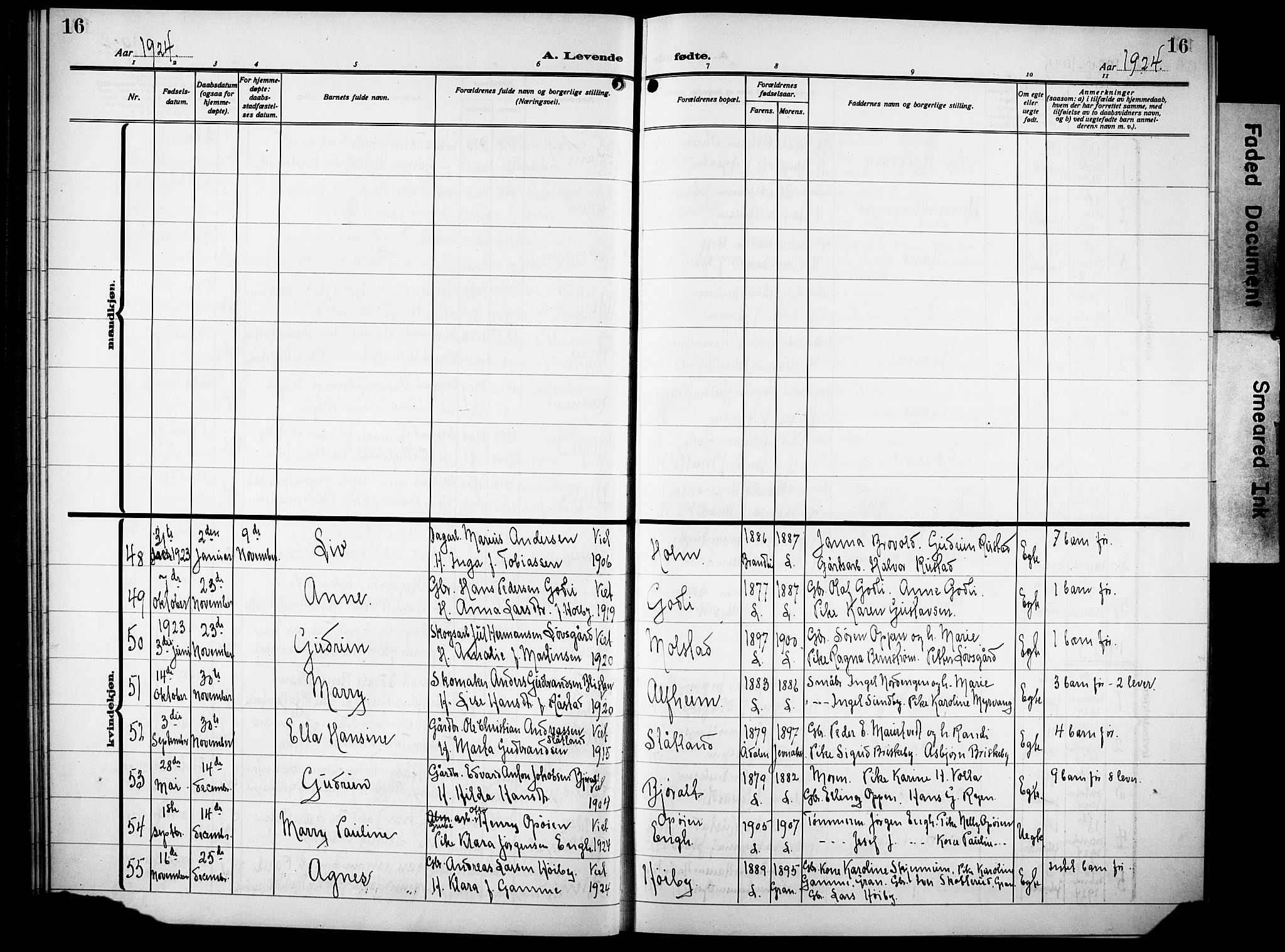 Lunner prestekontor, SAH/PREST-118/H/Ha/Hab/L0002: Parish register (copy) no. 2, 1923-1933, p. 16