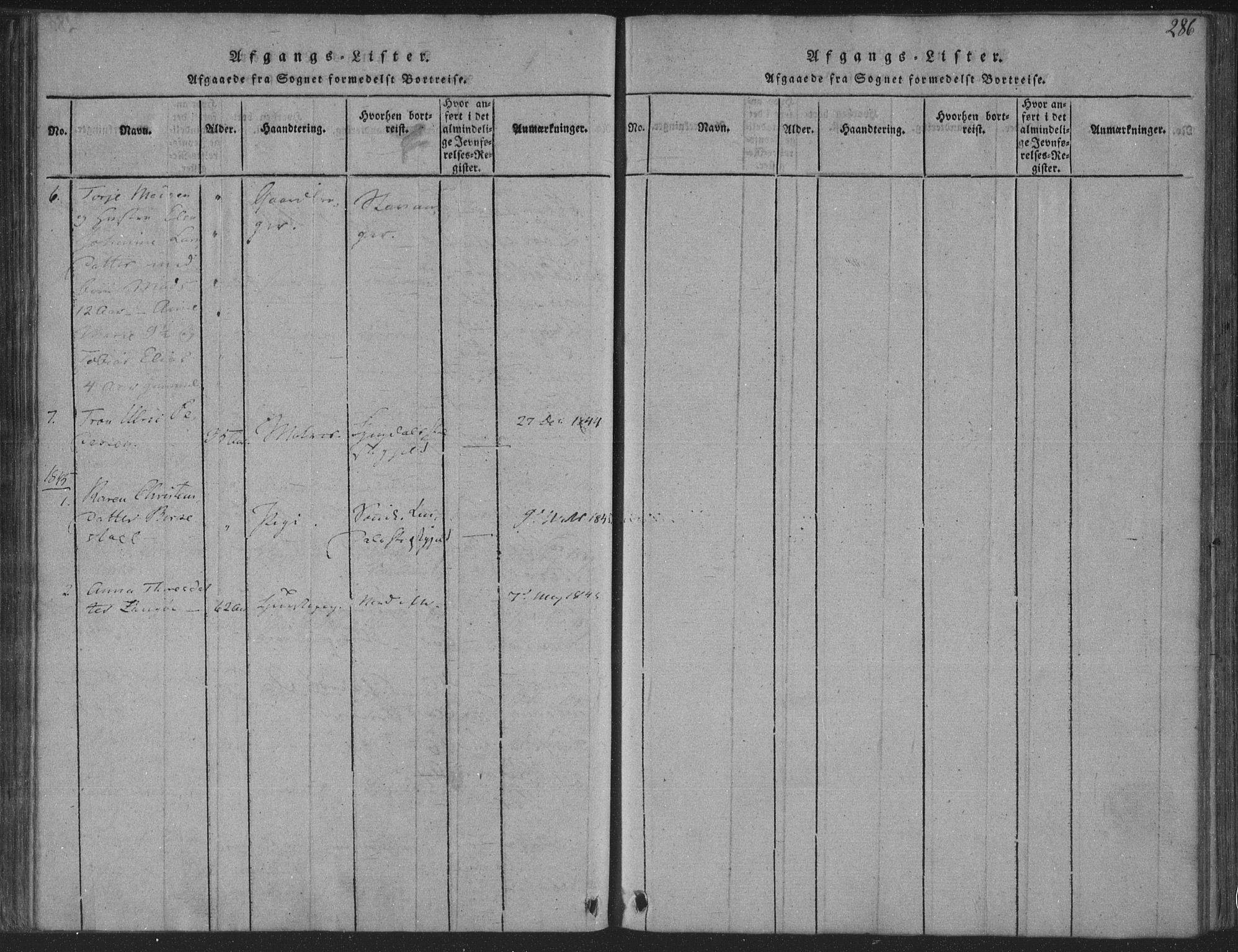 Herad sokneprestkontor, SAK/1111-0018/F/Fa/Fab/L0002: Parish register (official) no. A 2, 1816-1844, p. 286
