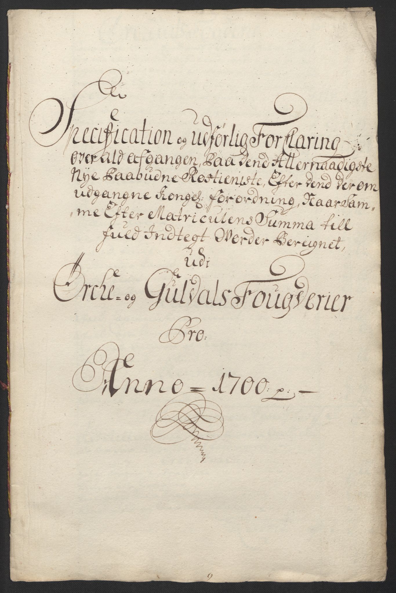 Rentekammeret inntil 1814, Reviderte regnskaper, Fogderegnskap, AV/RA-EA-4092/R60/L3950: Fogderegnskap Orkdal og Gauldal, 1700, p. 435