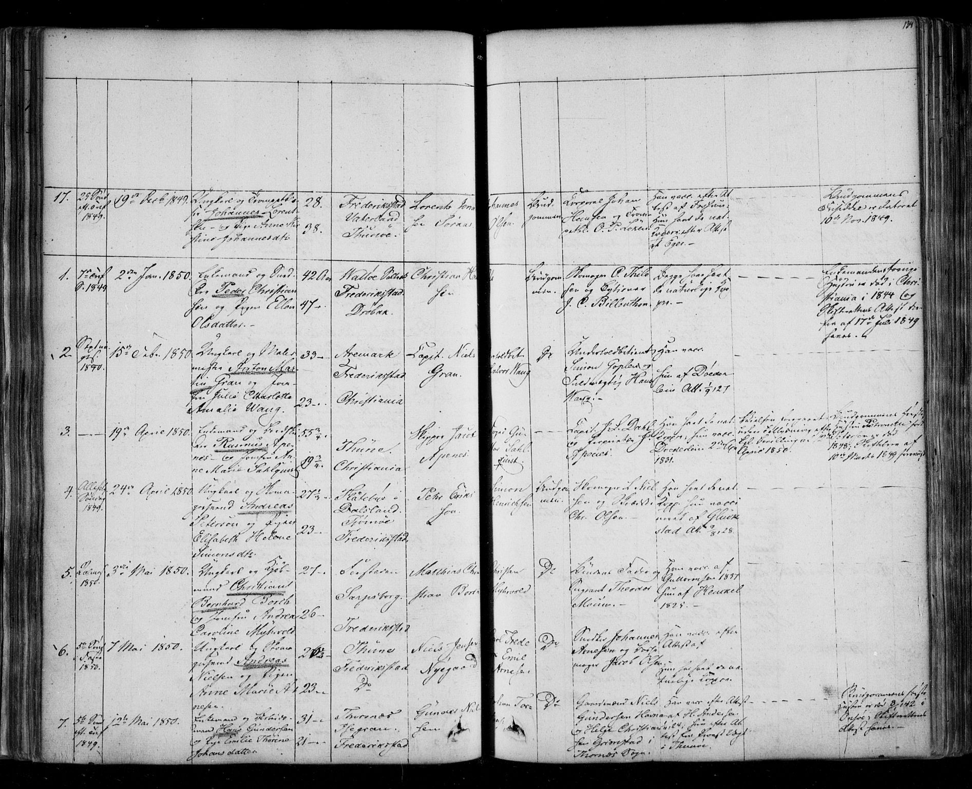 Fredrikstad prestekontor Kirkebøker, AV/SAO-A-11082/F/Fa/L0005: Parish register (official) no. 5, 1835-1856, p. 134