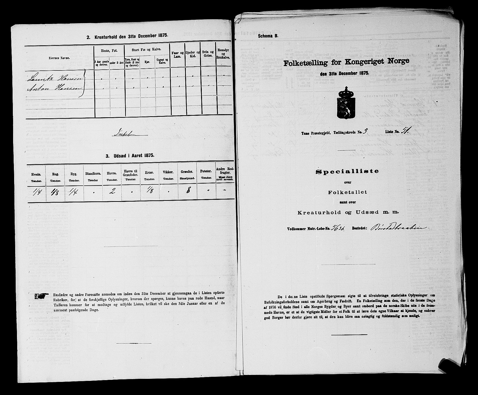 RA, 1875 census for 0130P Tune, 1875, p. 519