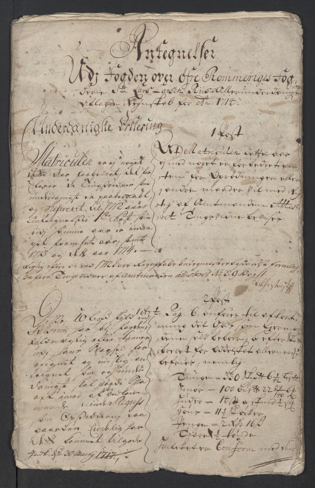 Rentekammeret inntil 1814, Reviderte regnskaper, Fogderegnskap, RA/EA-4092/R12/L0723: Fogderegnskap Øvre Romerike, 1713-1714, p. 339
