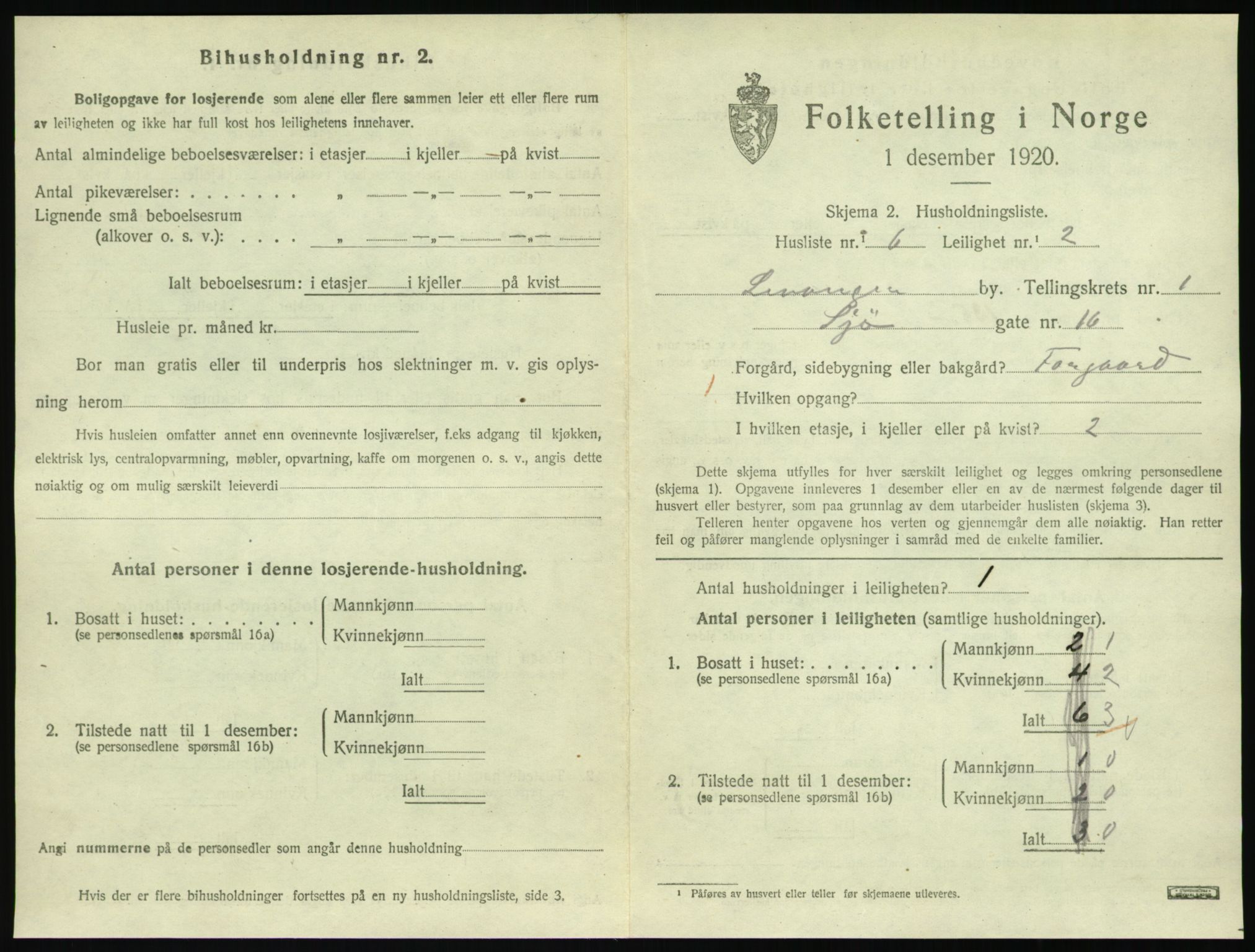 SAT, 1920 census for Levanger town, 1920, p. 478