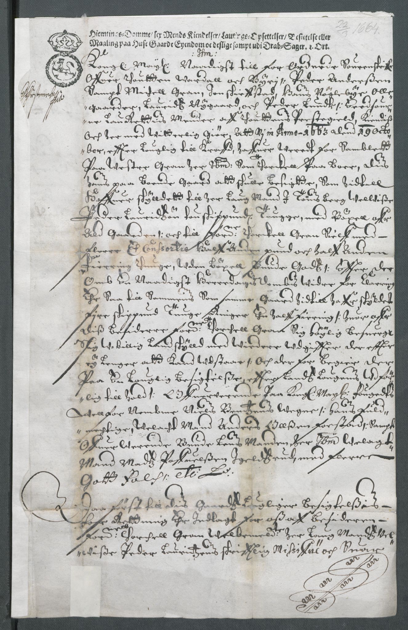 Riksarkivets diplomsamling, AV/RA-EA-5965/F02/L0169: Dokumenter, 1661-1663, p. 227