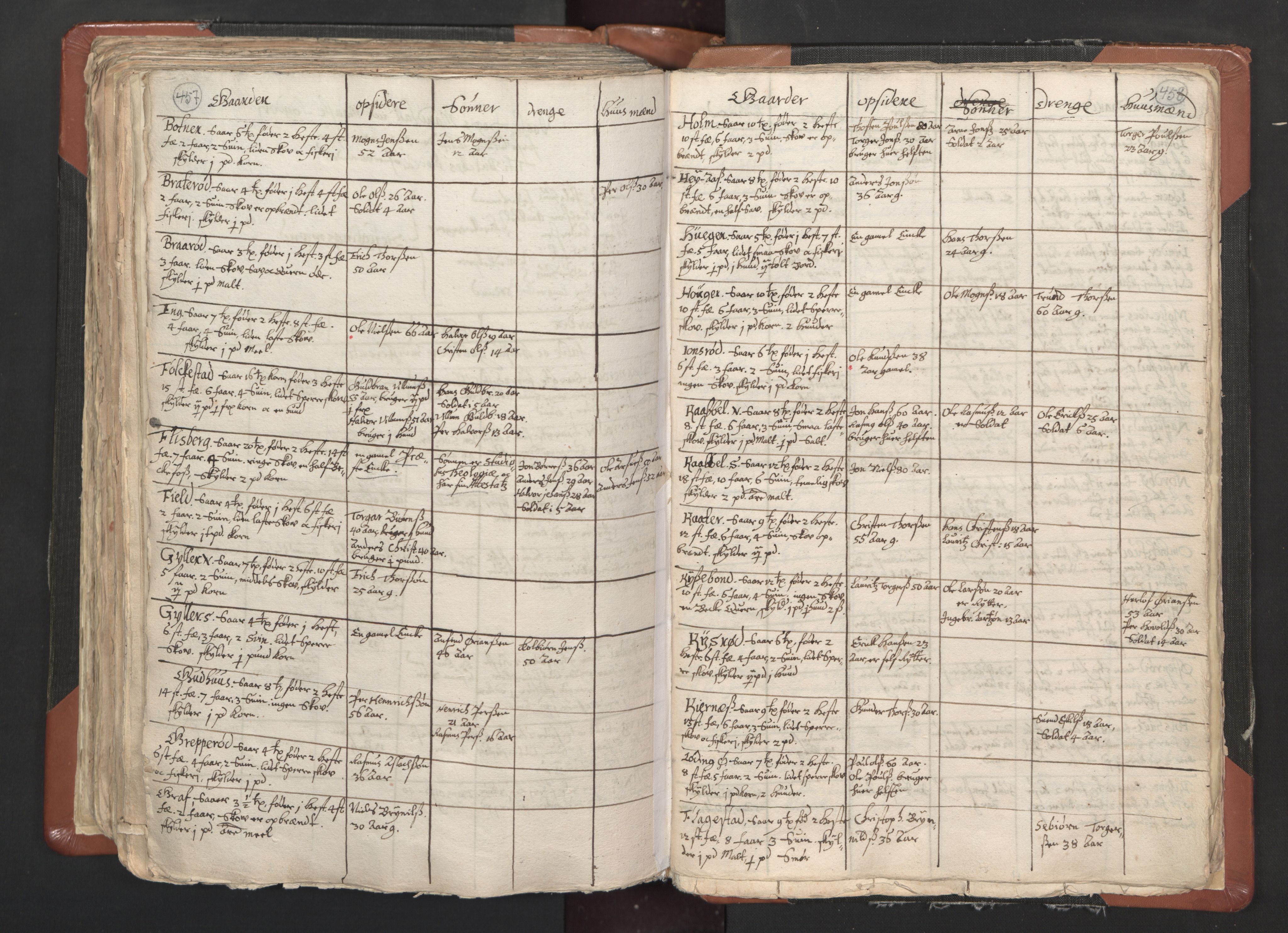 RA, Vicar's Census 1664-1666, no. 1: Nedre Borgesyssel deanery, 1664-1666, p. 457-458