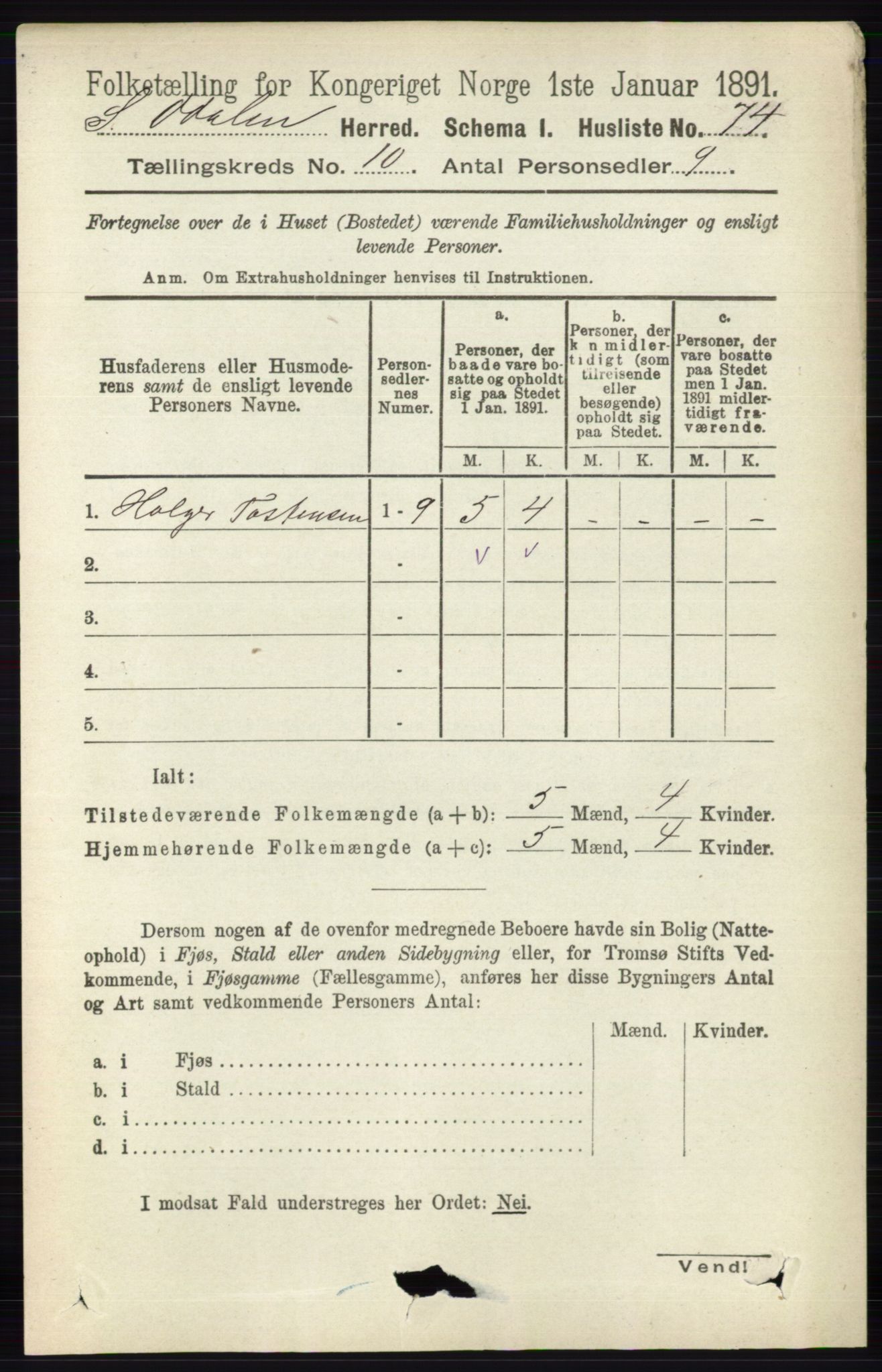 RA, 1891 census for 0419 Sør-Odal, 1891, p. 4362