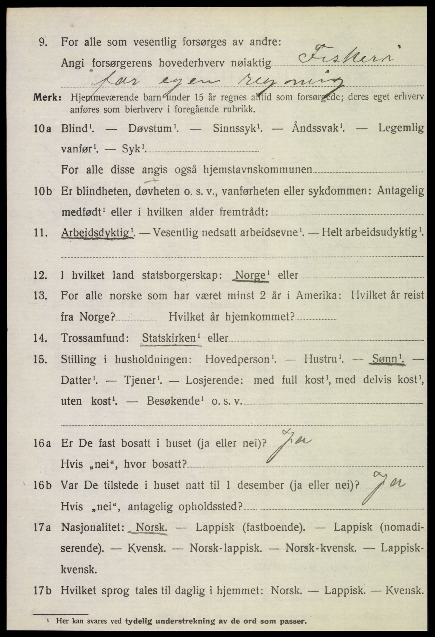 SAT, 1920 census for Vikna, 1920, p. 5994