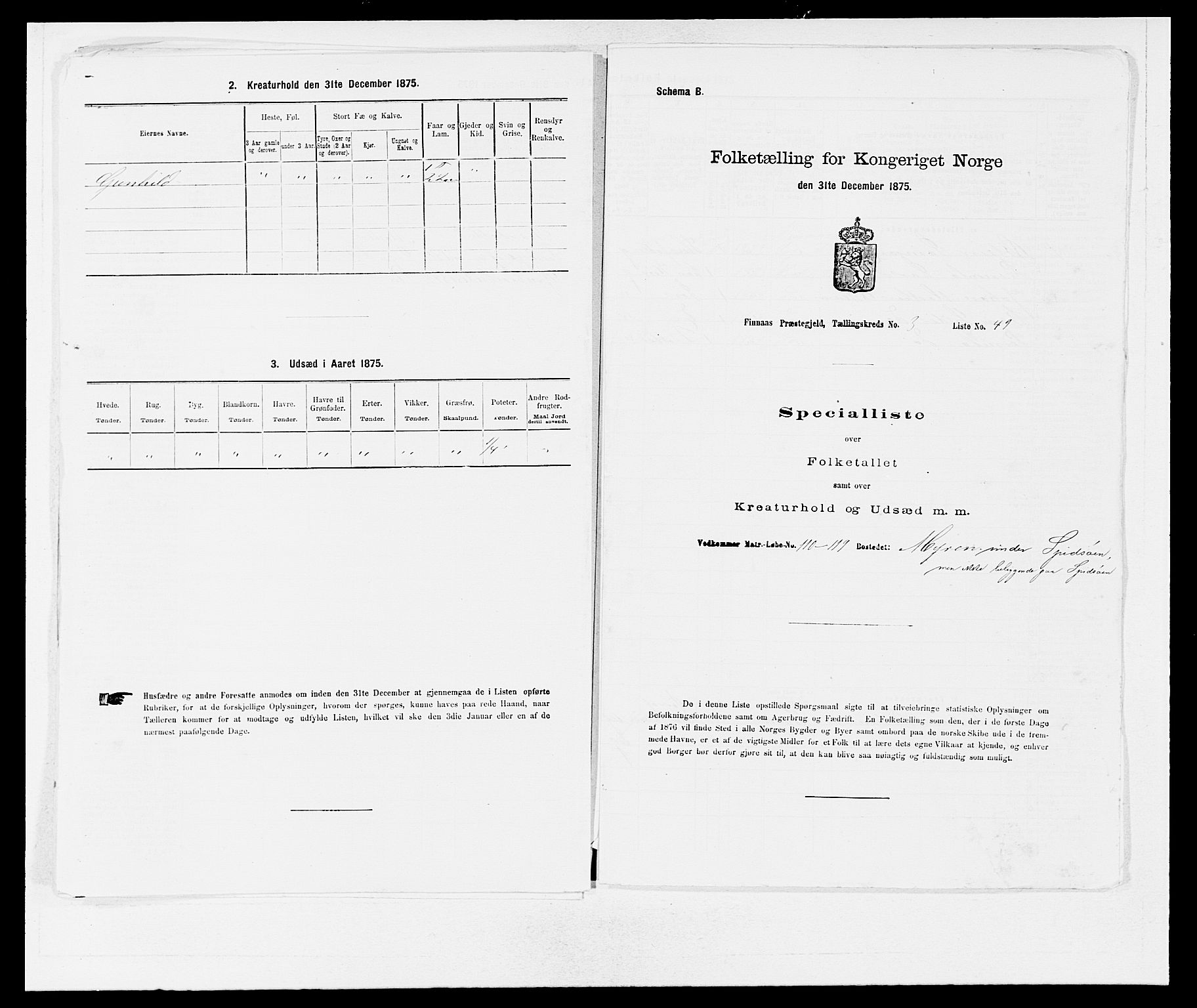 SAB, 1875 census for 1218P Finnås, 1875, p. 518