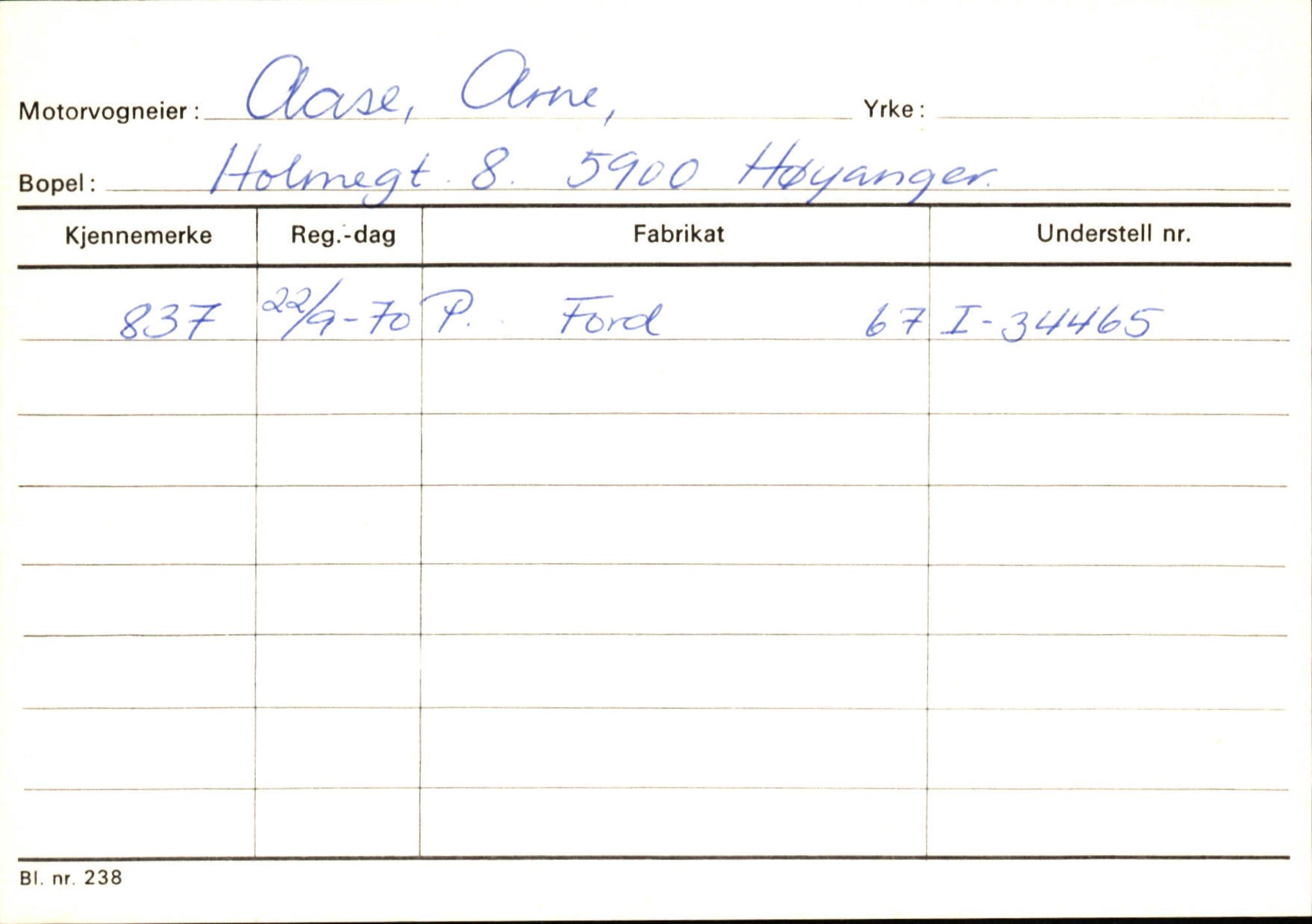 Statens vegvesen, Sogn og Fjordane vegkontor, SAB/A-5301/4/F/L0131: Eigarregister Høyanger P-Å. Stryn S-Å, 1945-1975, p. 1131