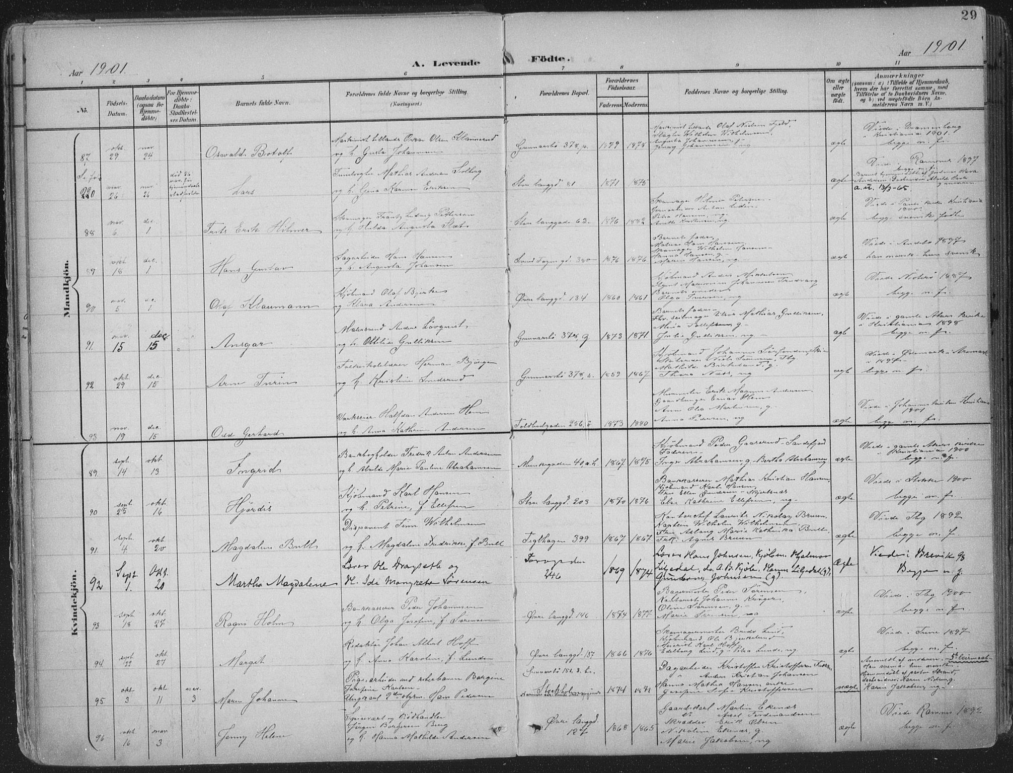 Tønsberg kirkebøker, SAKO/A-330/F/Fa/L0014: Parish register (official) no. I 14, 1900-1913, p. 29