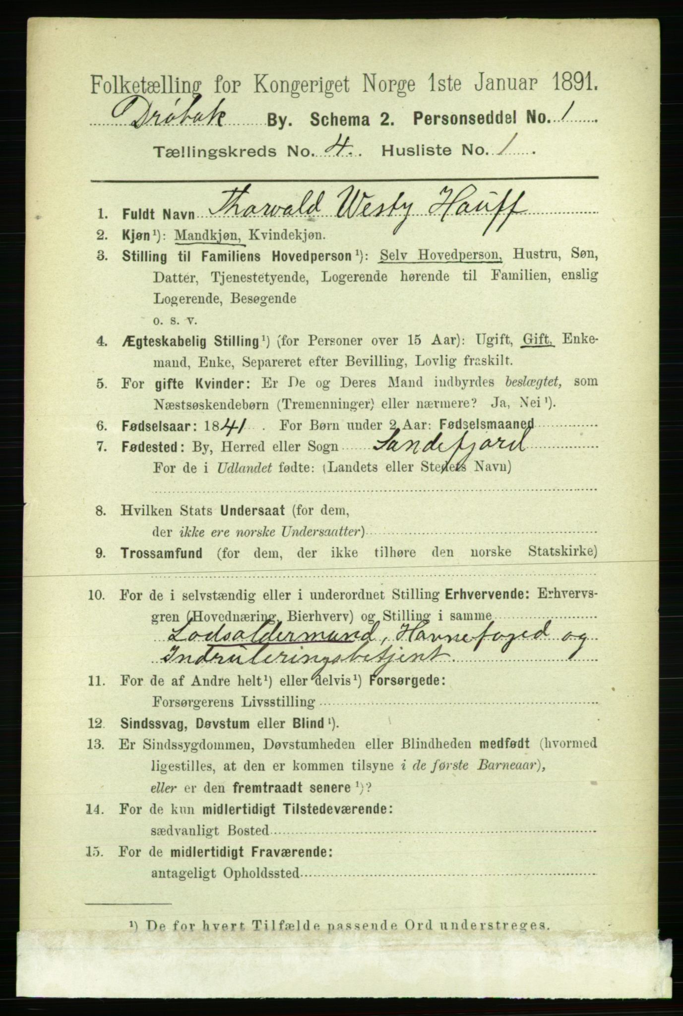 RA, 1891 census for 0203 Drøbak, 1891, p. 2524