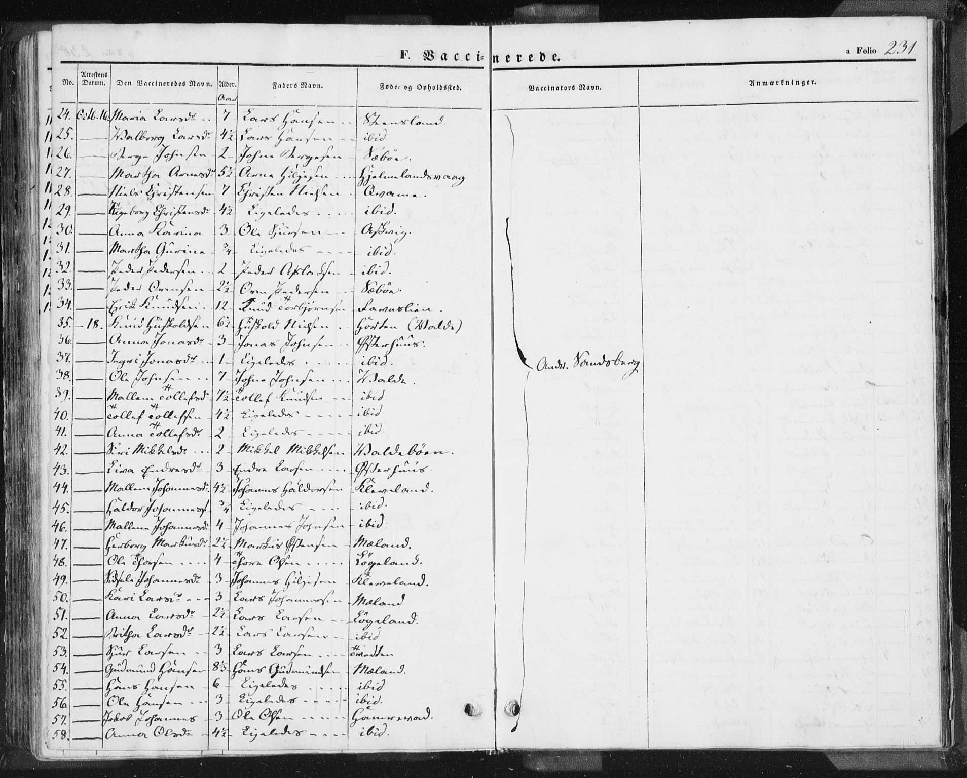 Hjelmeland sokneprestkontor, AV/SAST-A-101843/01/IV/L0009: Parish register (official) no. A 9, 1846-1860, p. 231