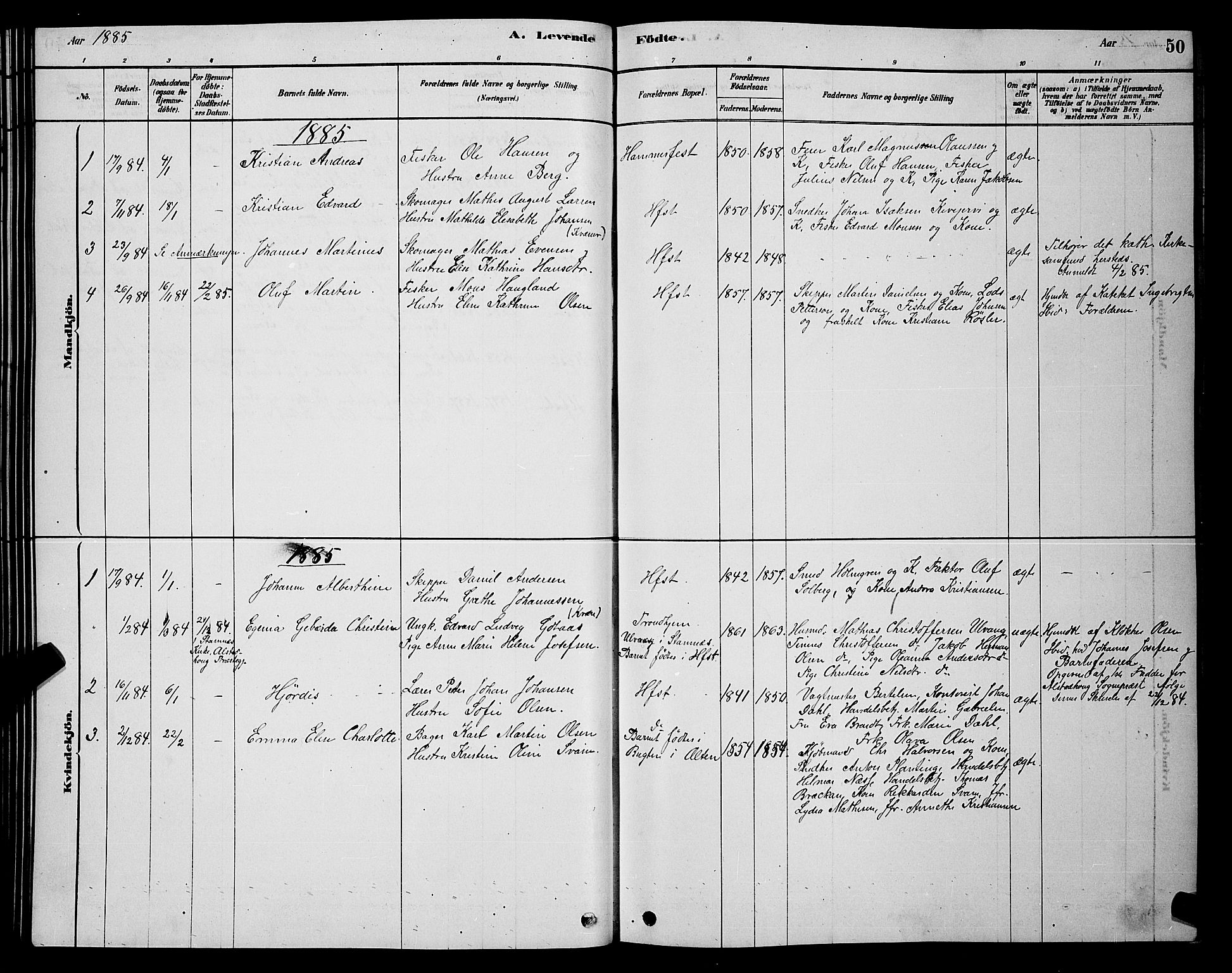 Hammerfest sokneprestkontor, AV/SATØ-S-1347/H/Hb/L0006.klokk: Parish register (copy) no. 6, 1876-1884, p. 50