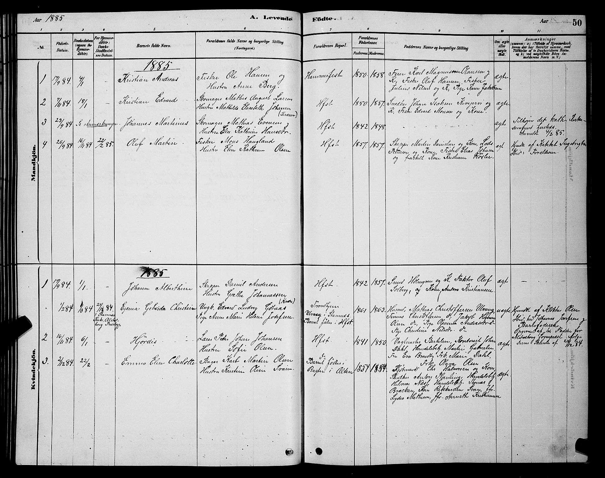 Hammerfest sokneprestkontor, AV/SATØ-S-1347/H/Hb/L0006.klokk: Parish register (copy) no. 6, 1876-1884, p. 50