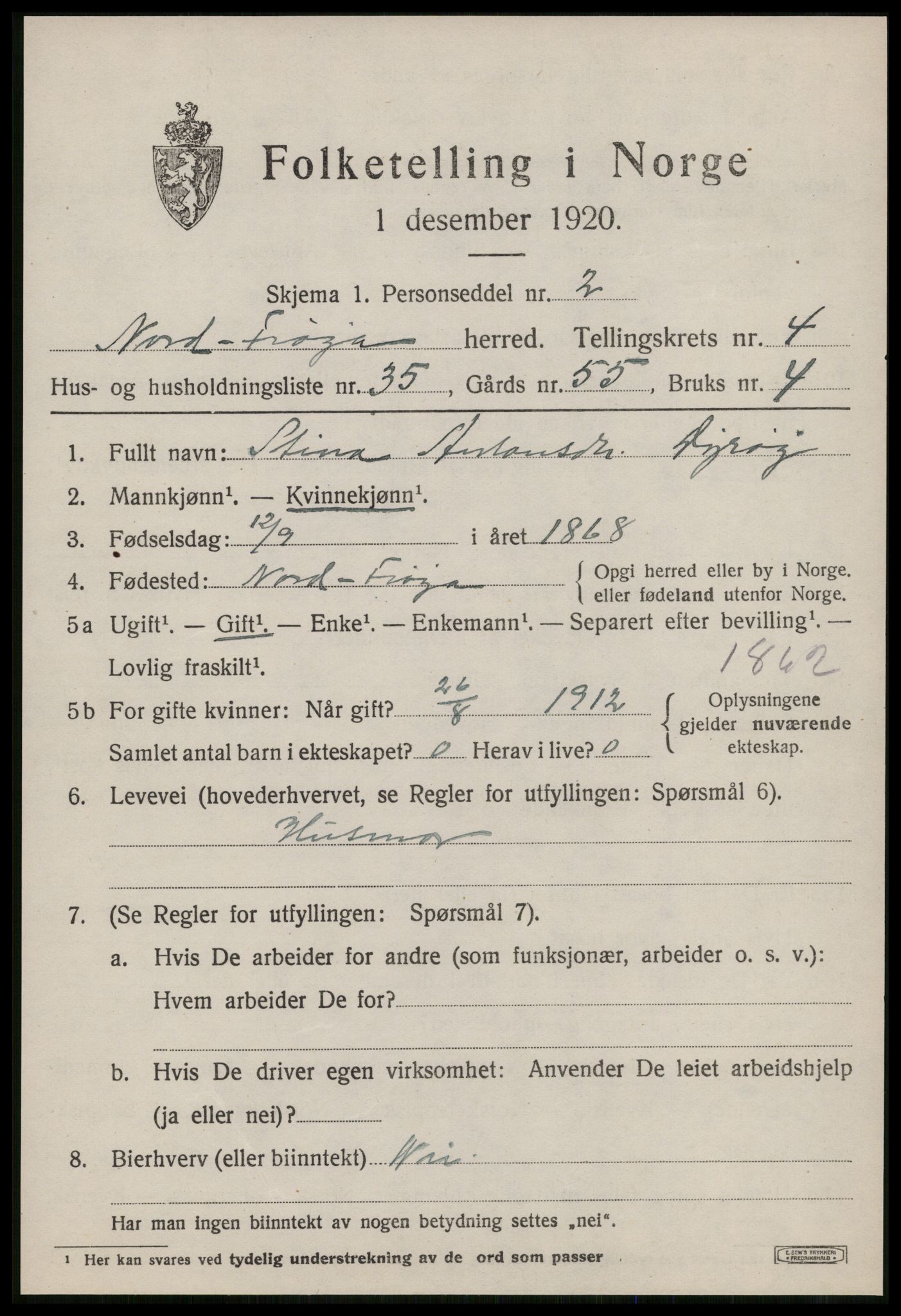 SAT, 1920 census for Nord-Frøya, 1920, p. 8533