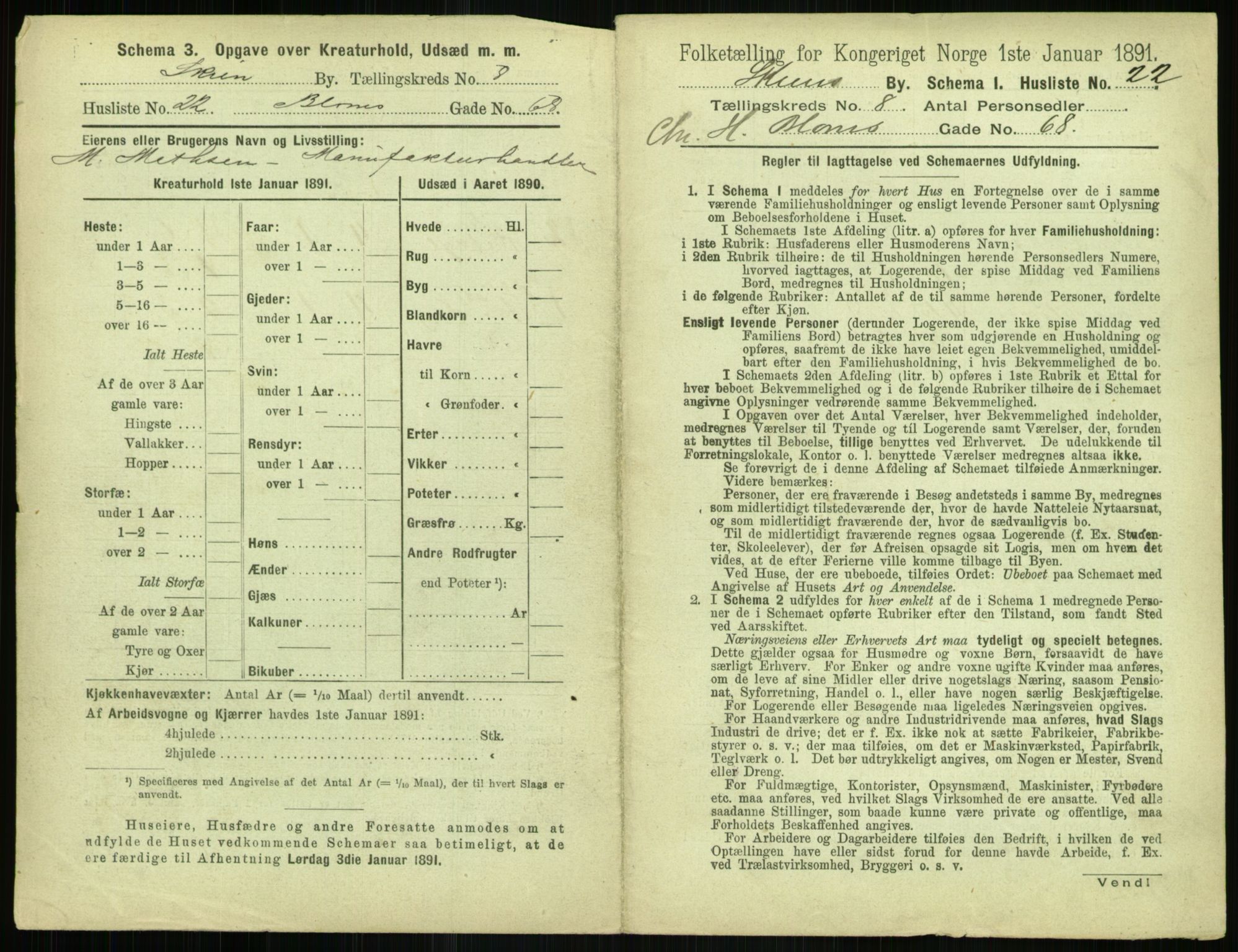 RA, 1891 census for 0806 Skien, 1891, p. 384