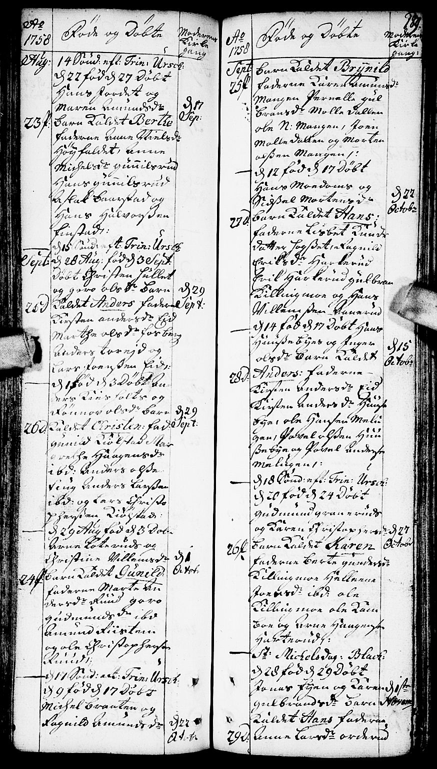 Aurskog prestekontor Kirkebøker, SAO/A-10304a/F/Fa/L0002: Parish register (official) no. I 2, 1735-1766, p. 189