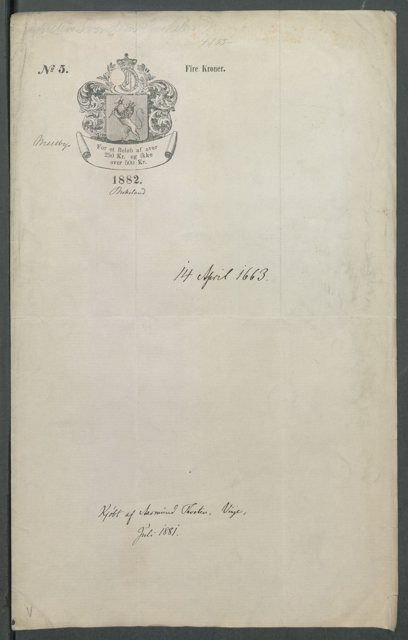 Riksarkivets diplomsamling, RA/EA-5965/F02/L0169: Dokumenter, 1661-1663, p. 195