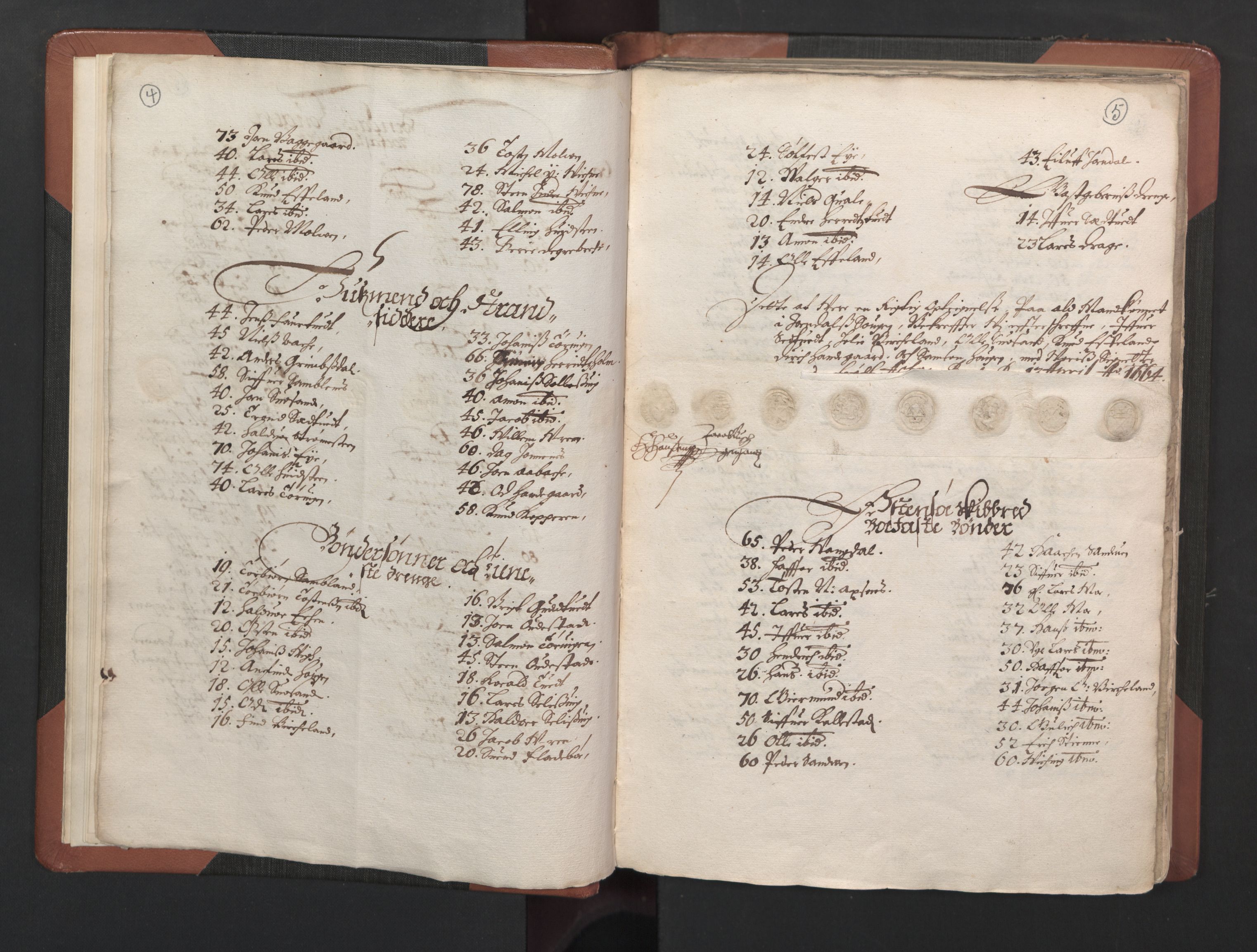 RA, Bailiff's Census 1664-1666, no. 14: Hardanger len, Ytre Sogn fogderi and Indre Sogn fogderi, 1664-1665, p. 4-5