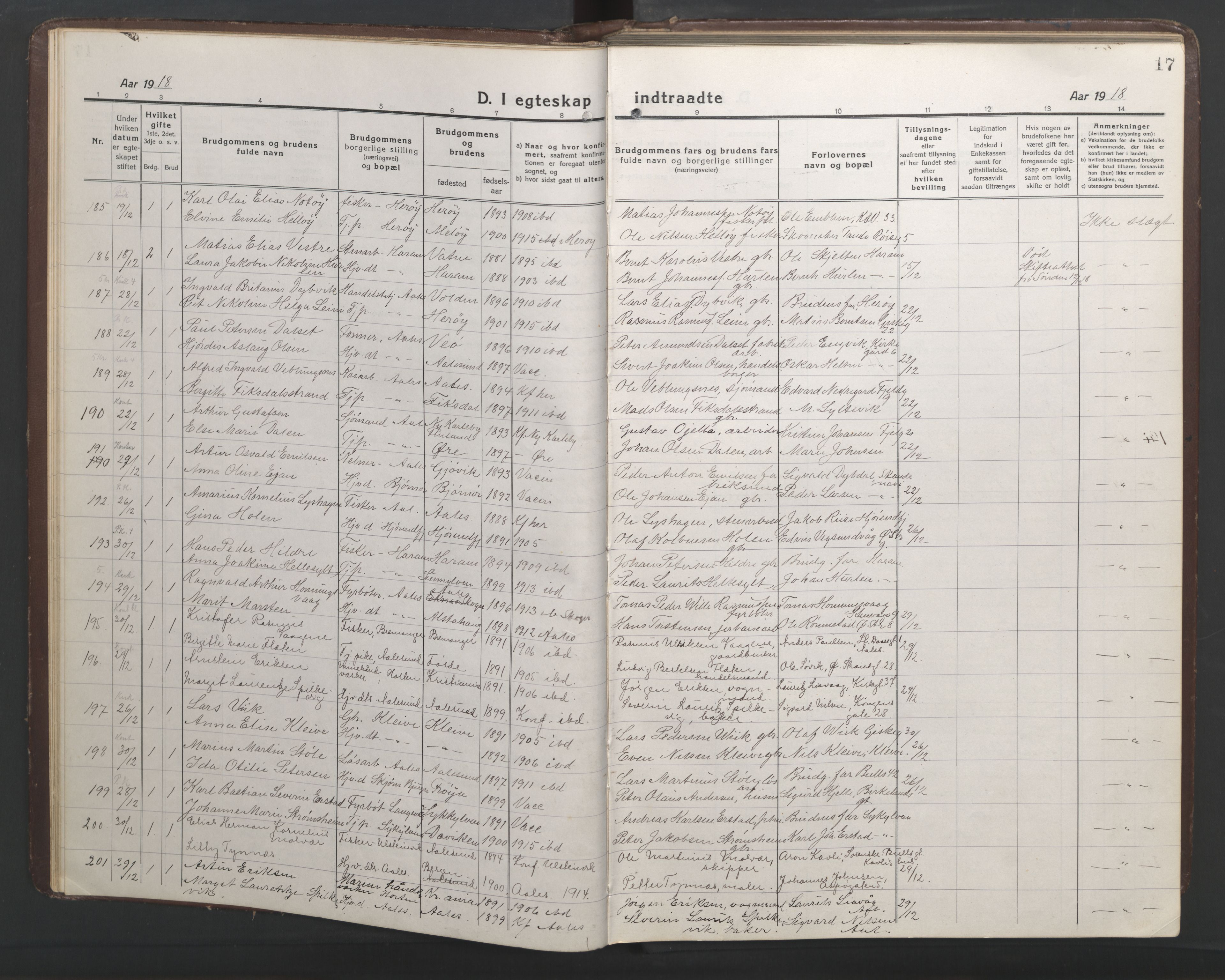 Ministerialprotokoller, klokkerbøker og fødselsregistre - Møre og Romsdal, AV/SAT-A-1454/529/L0473: Parish register (copy) no. 529C10, 1918-1941, p. 17