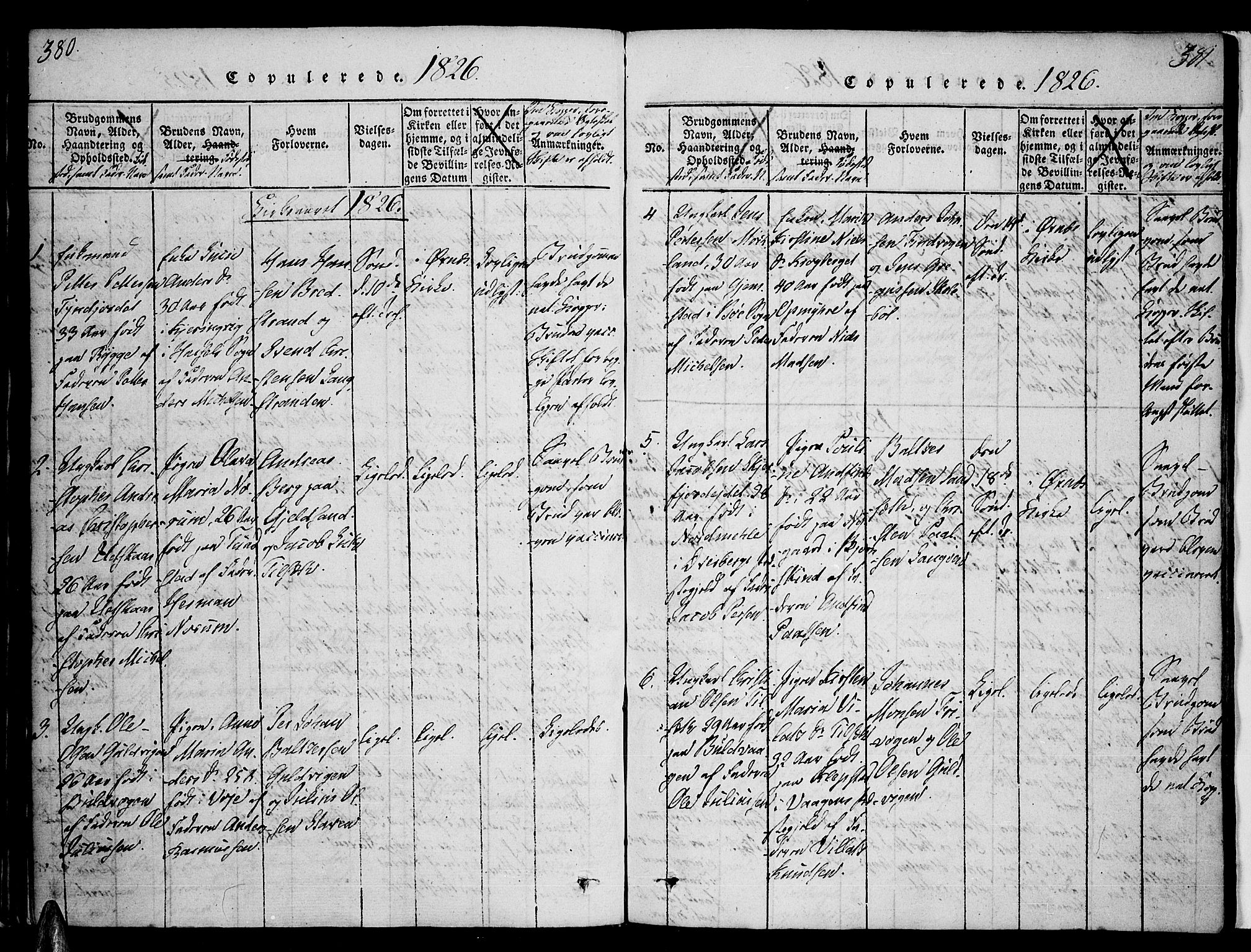 Ministerialprotokoller, klokkerbøker og fødselsregistre - Nordland, AV/SAT-A-1459/893/L1331: Parish register (official) no. 893A04, 1820-1840, p. 380-381