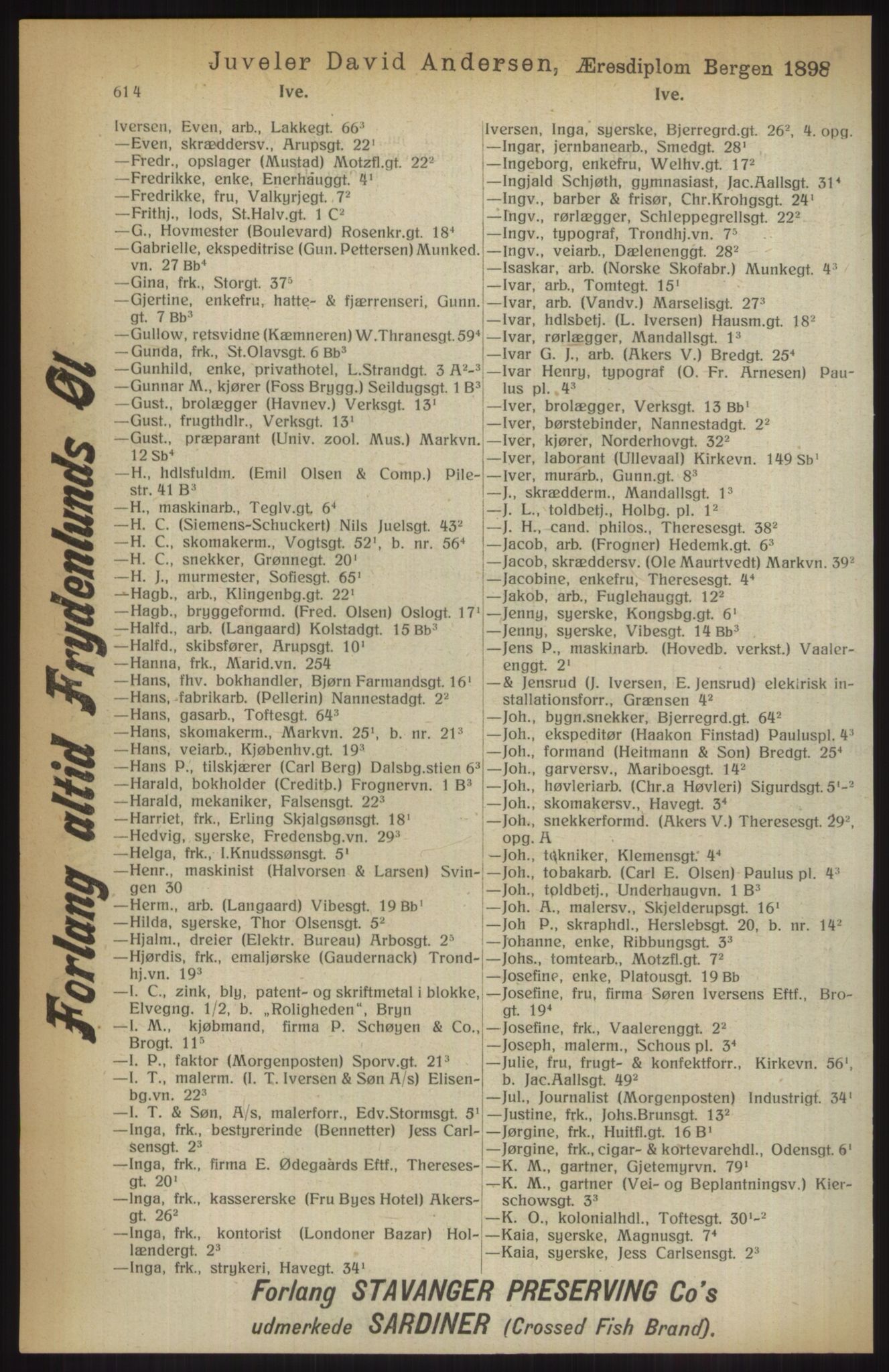 Kristiania/Oslo adressebok, PUBL/-, 1914, p. 614